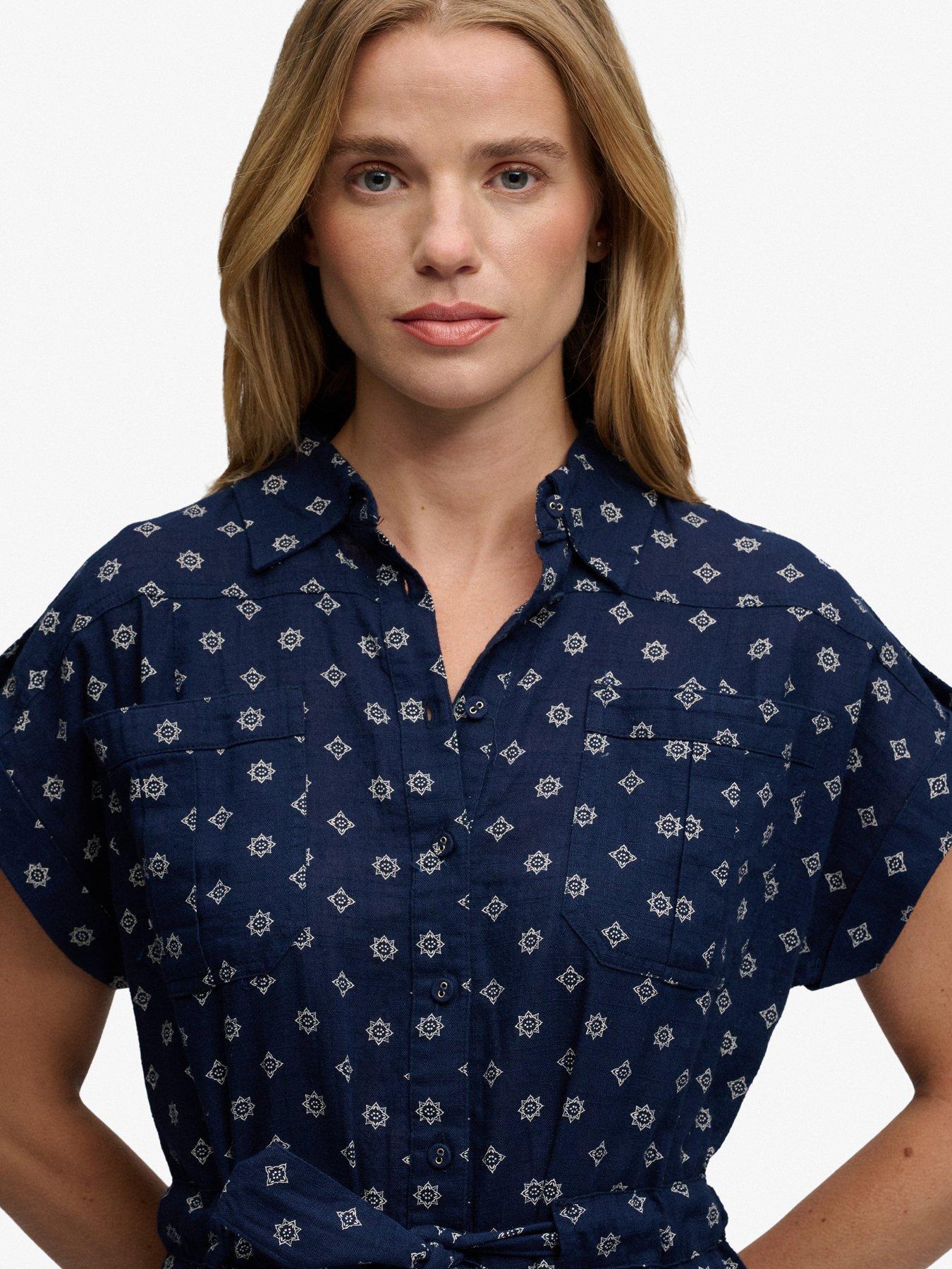 Image 6 of 7 of Superdry Belted Utility Playsuit - Navy
