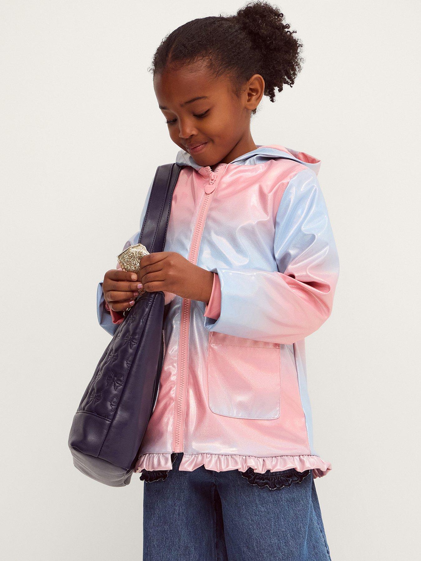 Monsoon Girls Pu Ombre Shimmer Raincoat - Pink
