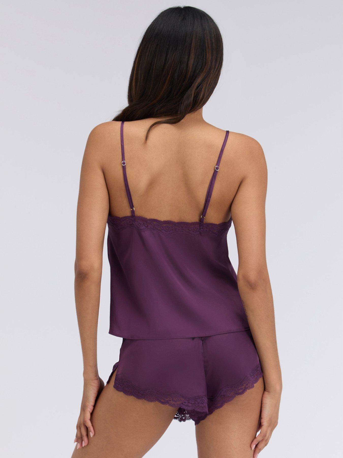 Image 2 of 5 of Boux Avenue Daisy Satin Cami Set - Plum