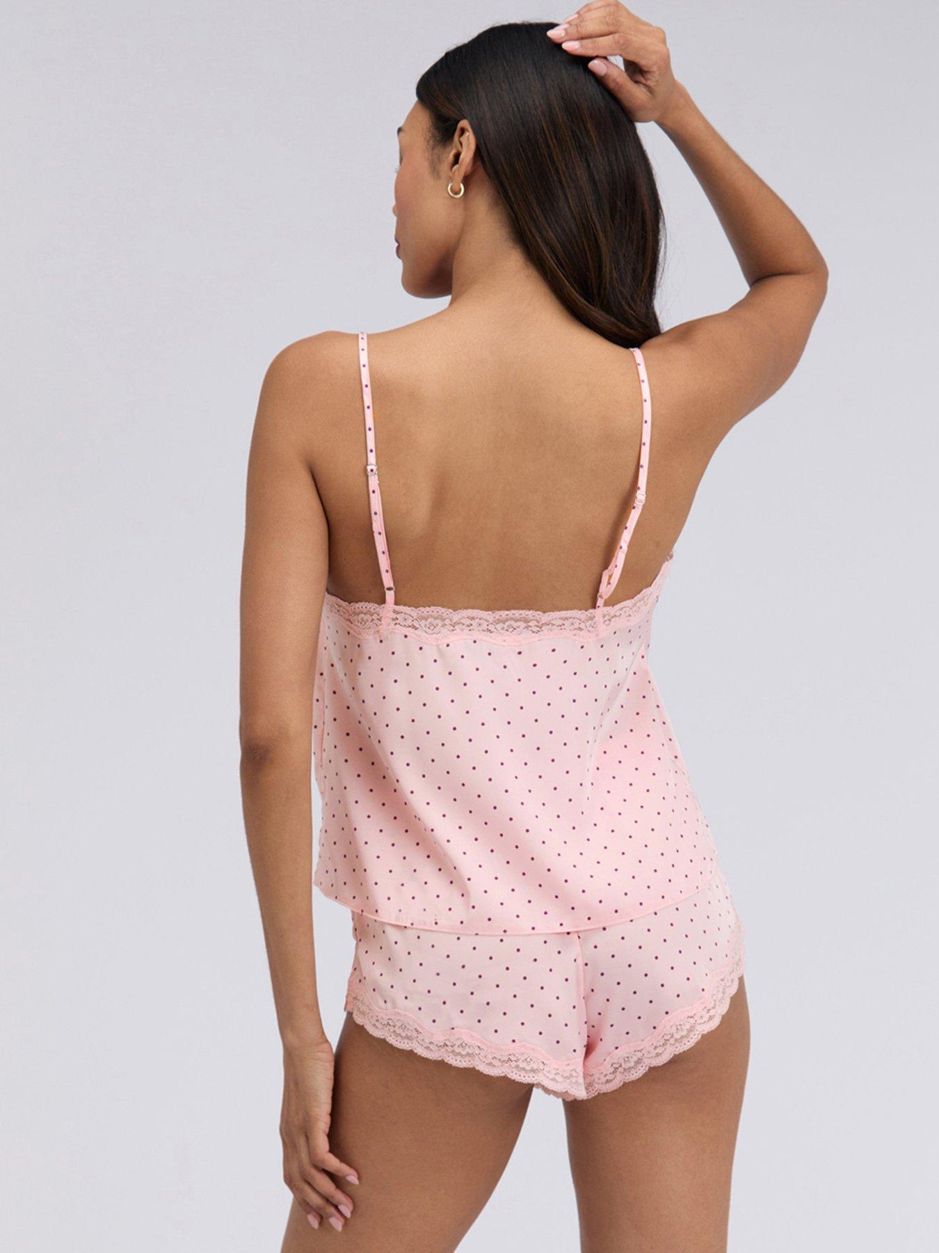 Image 2 of 6 of Boux Avenue Daisy Spot Satin Cami Set - Pink Mix
