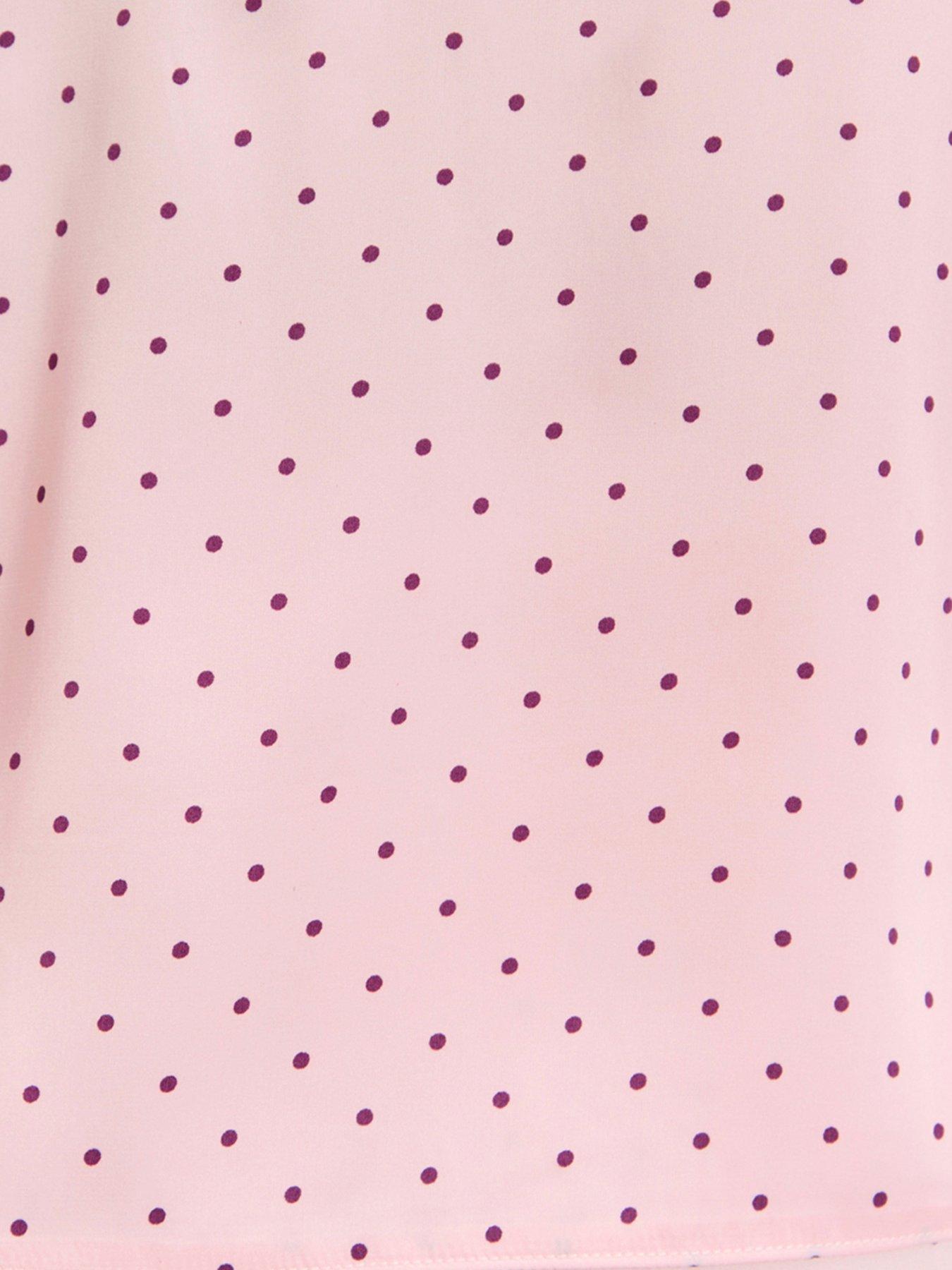 Image 6 of 6 of Boux Avenue Daisy Spot Satin Cami Set - Pink Mix