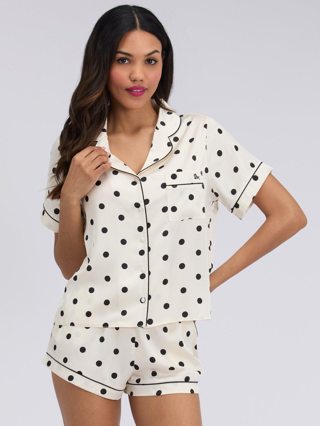 Boux Avenue Spot Satin Short Pj Set - Ivory Mix