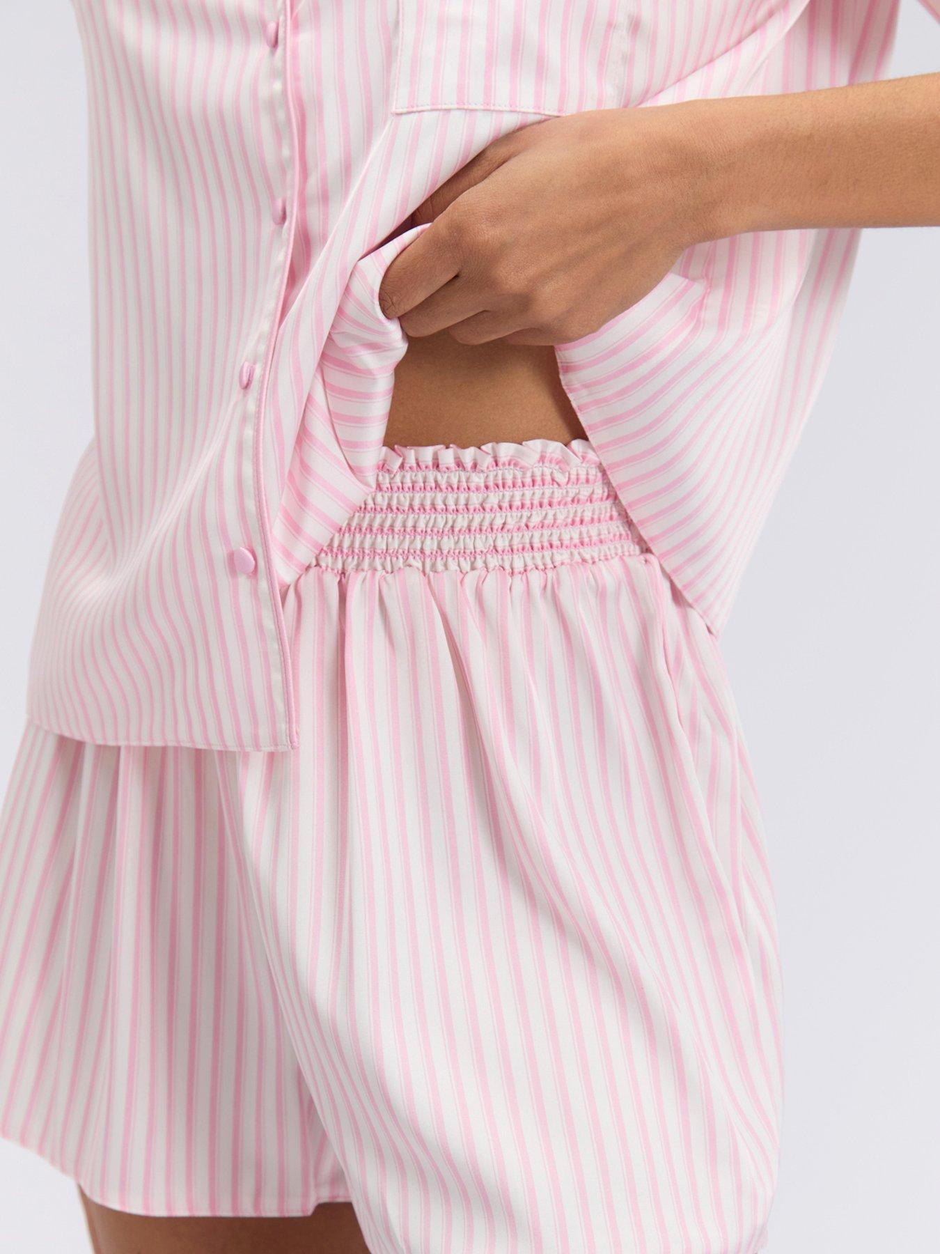 Image 5 of 7 of Boux Avenue Stripe Satin Oversized PJ Set - Pink