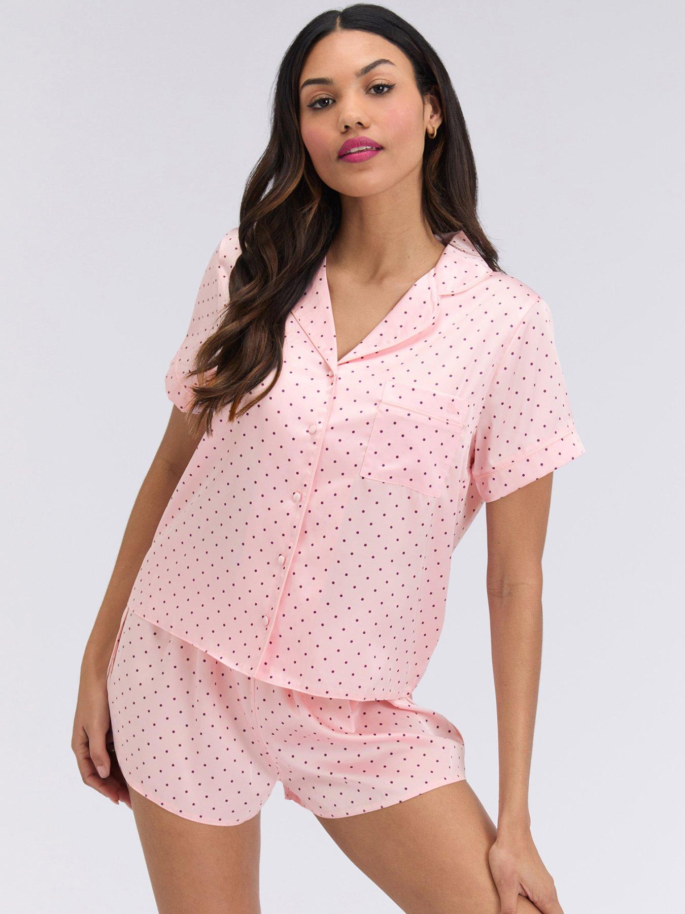 Boux Avenue Spot Satin Short Pj Set - Pink Mix