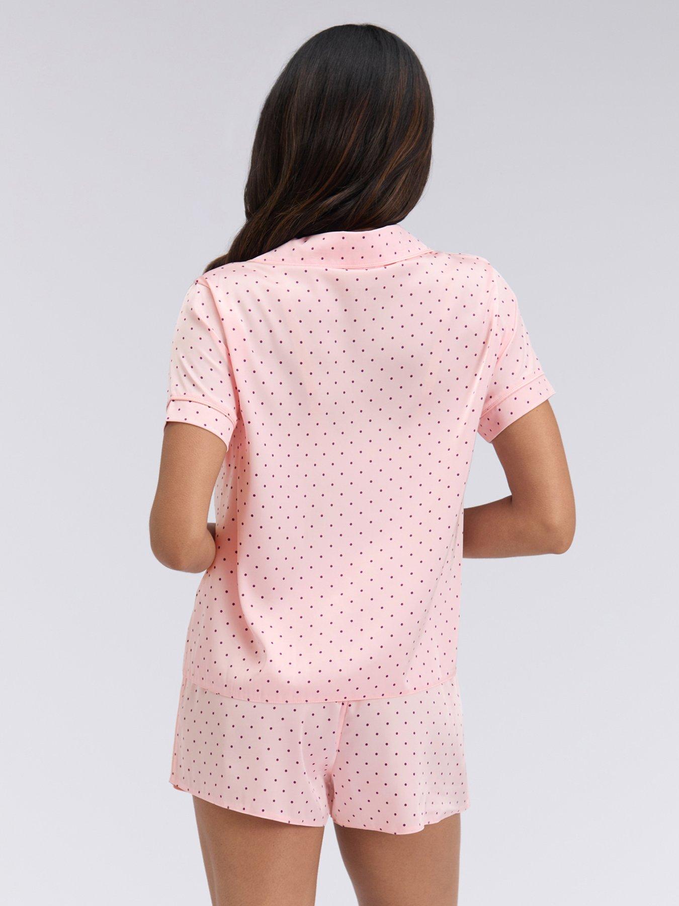 Image 2 of 5 of Boux Avenue Spot Satin Short Pj Set - Pink Mix