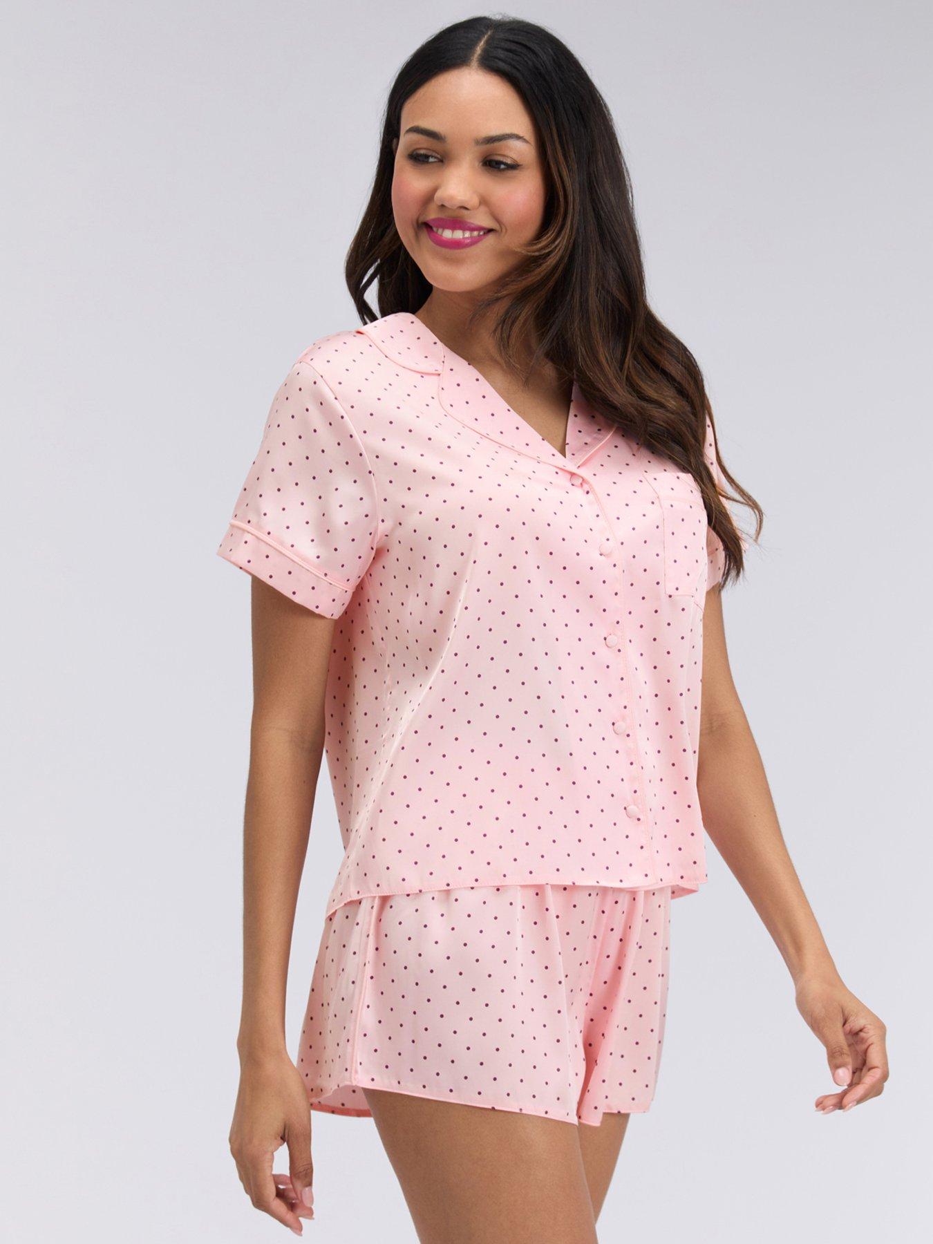 Image 3 of 5 of Boux Avenue Spot Satin Short Pj Set - Pink Mix