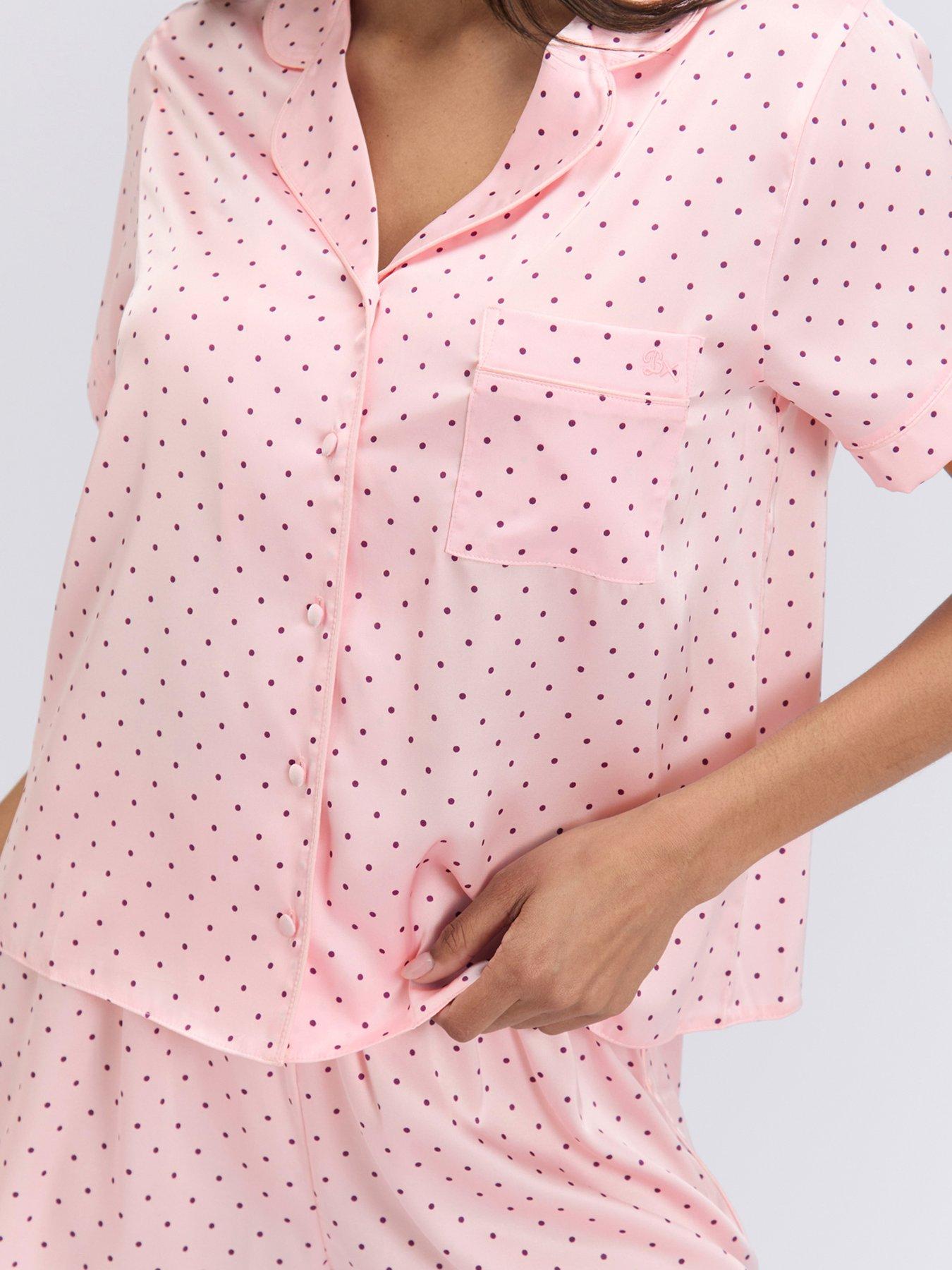 Image 5 of 5 of Boux Avenue Spot Satin Short Pj Set - Pink Mix