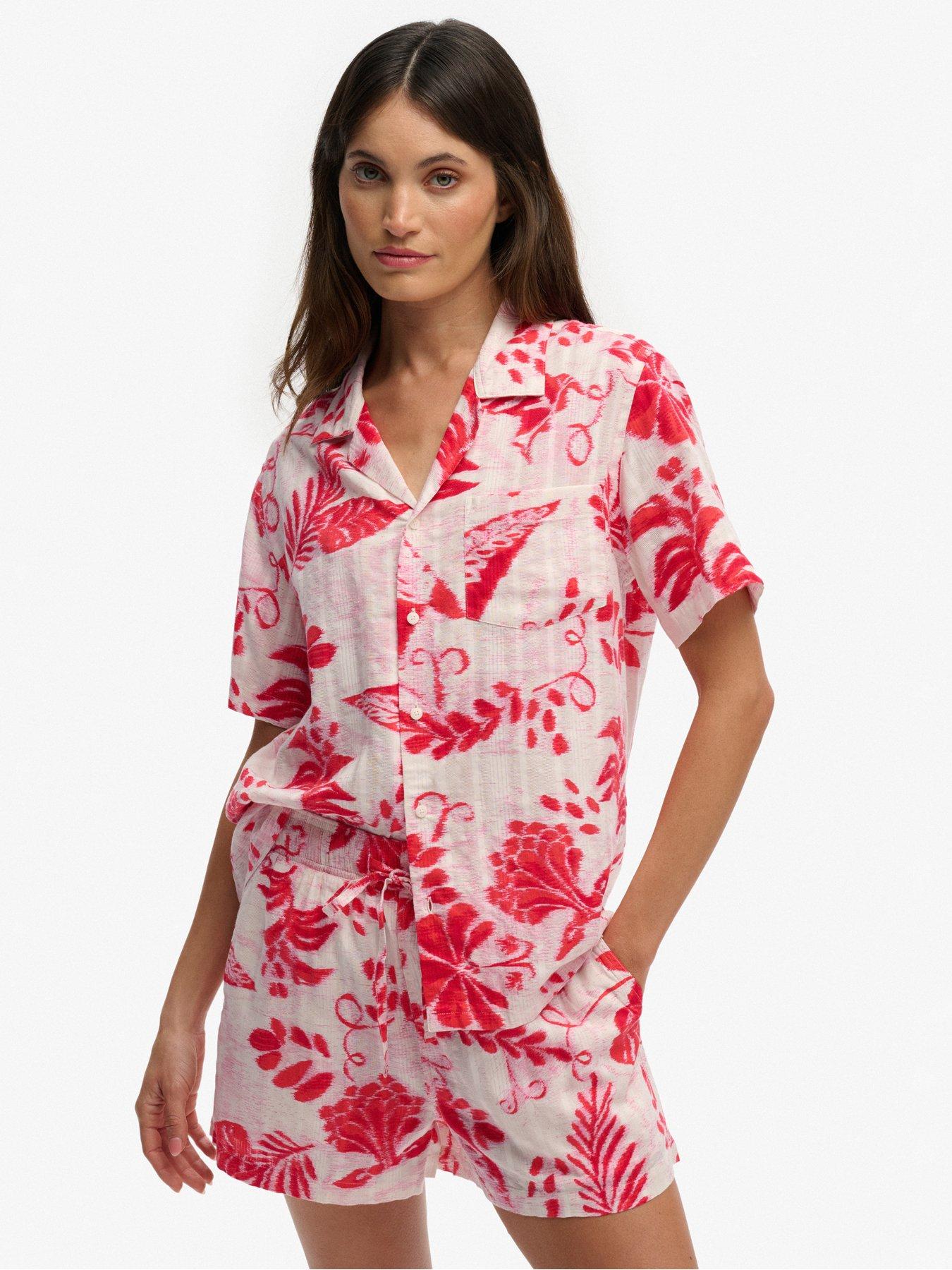 Superdry Beach Printed Short Sleeve Shirt - Red