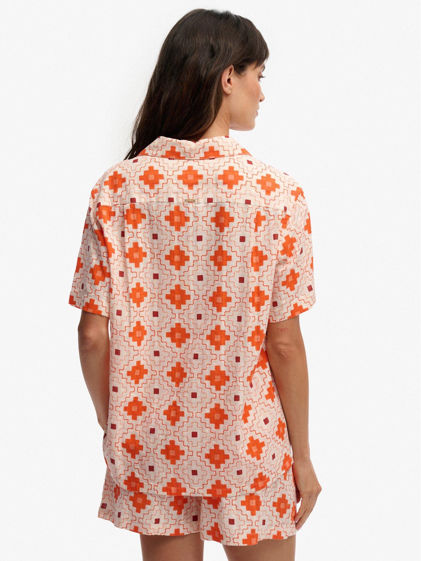 Image 2 of 6 of Superdry Beach Printed Short Sleeve Shirt - Orange