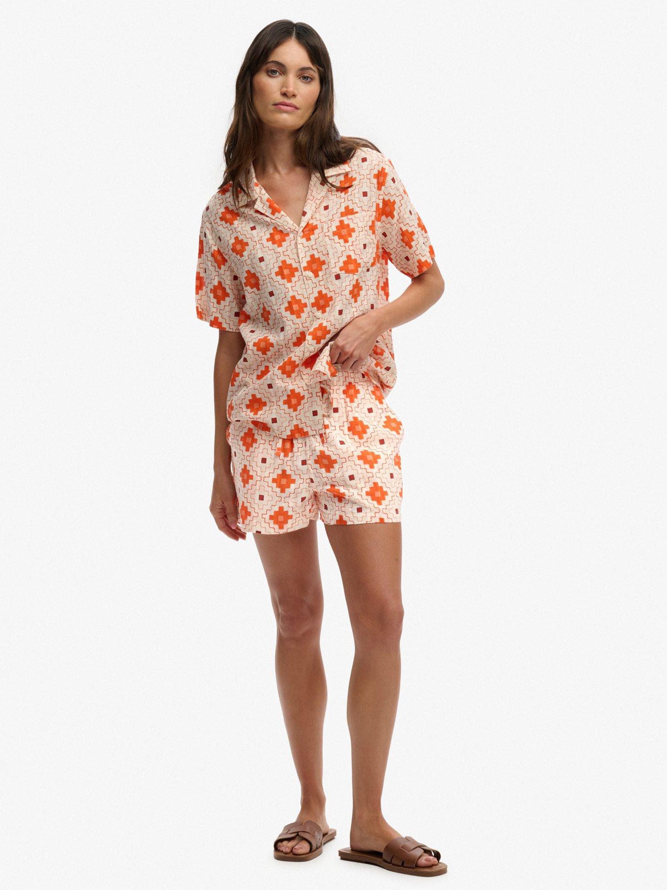 Image 3 of 7 of Superdry Cotton Printed Beach Shorts - Orange