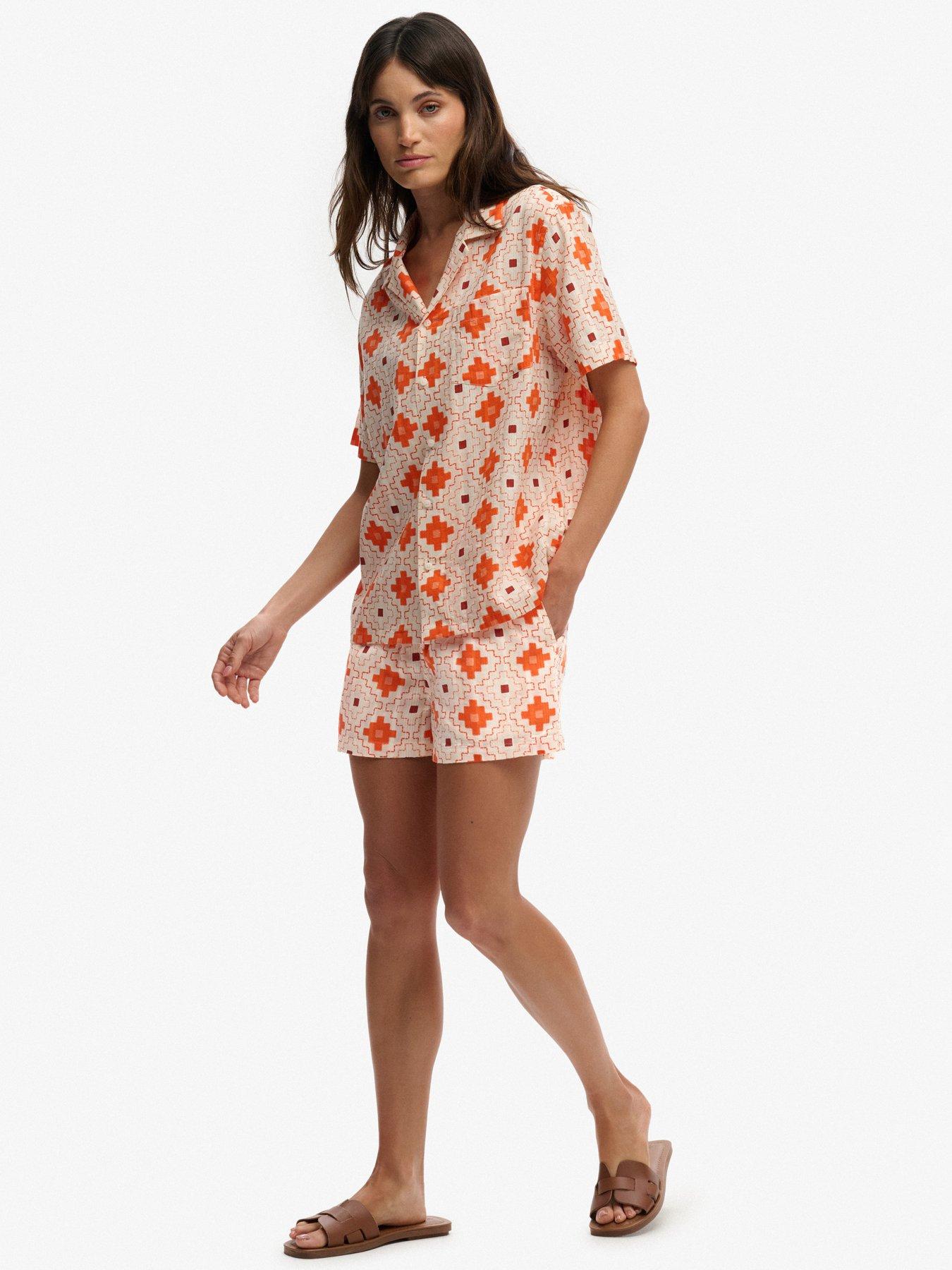 Image 5 of 7 of Superdry Cotton Printed Beach Shorts - Orange