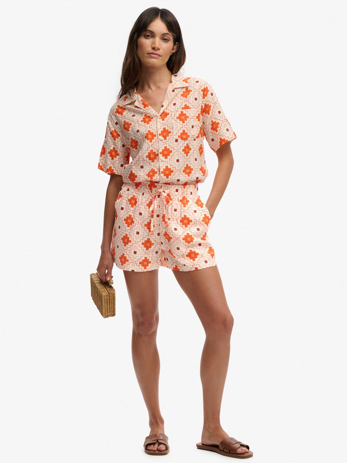Image 6 of 7 of Superdry Cotton Printed Beach Shorts - Orange