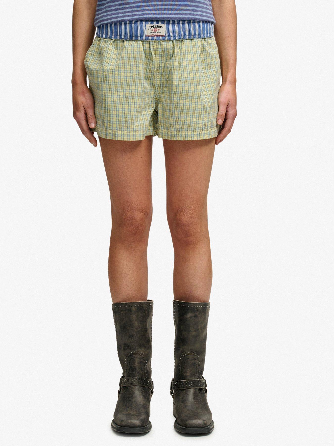 Superdry Mini Check Cotton Shorts - Yellow