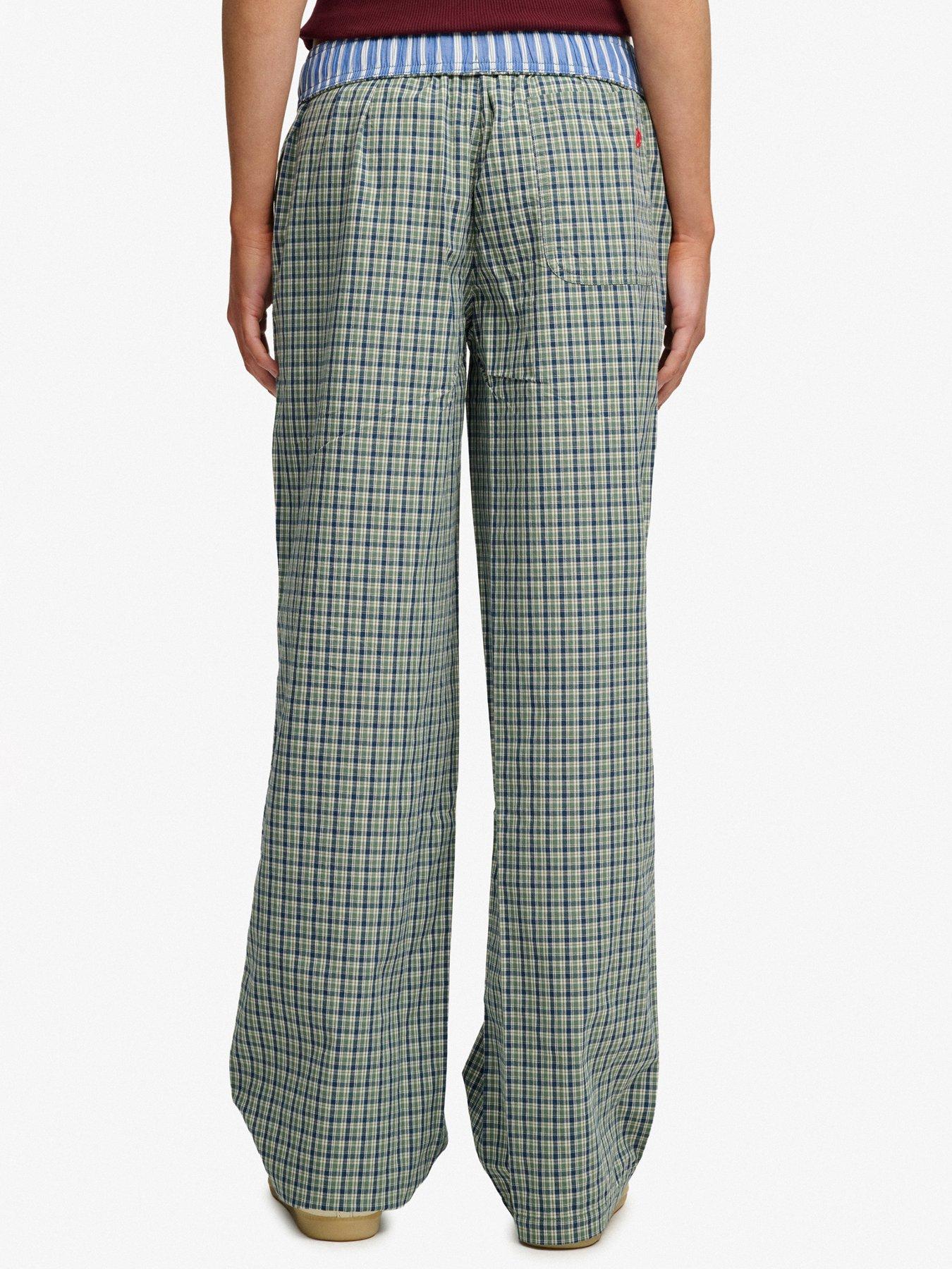 Image 2 of 7 of Superdry Mini Check Cotton Trousers - Montauk Green Check