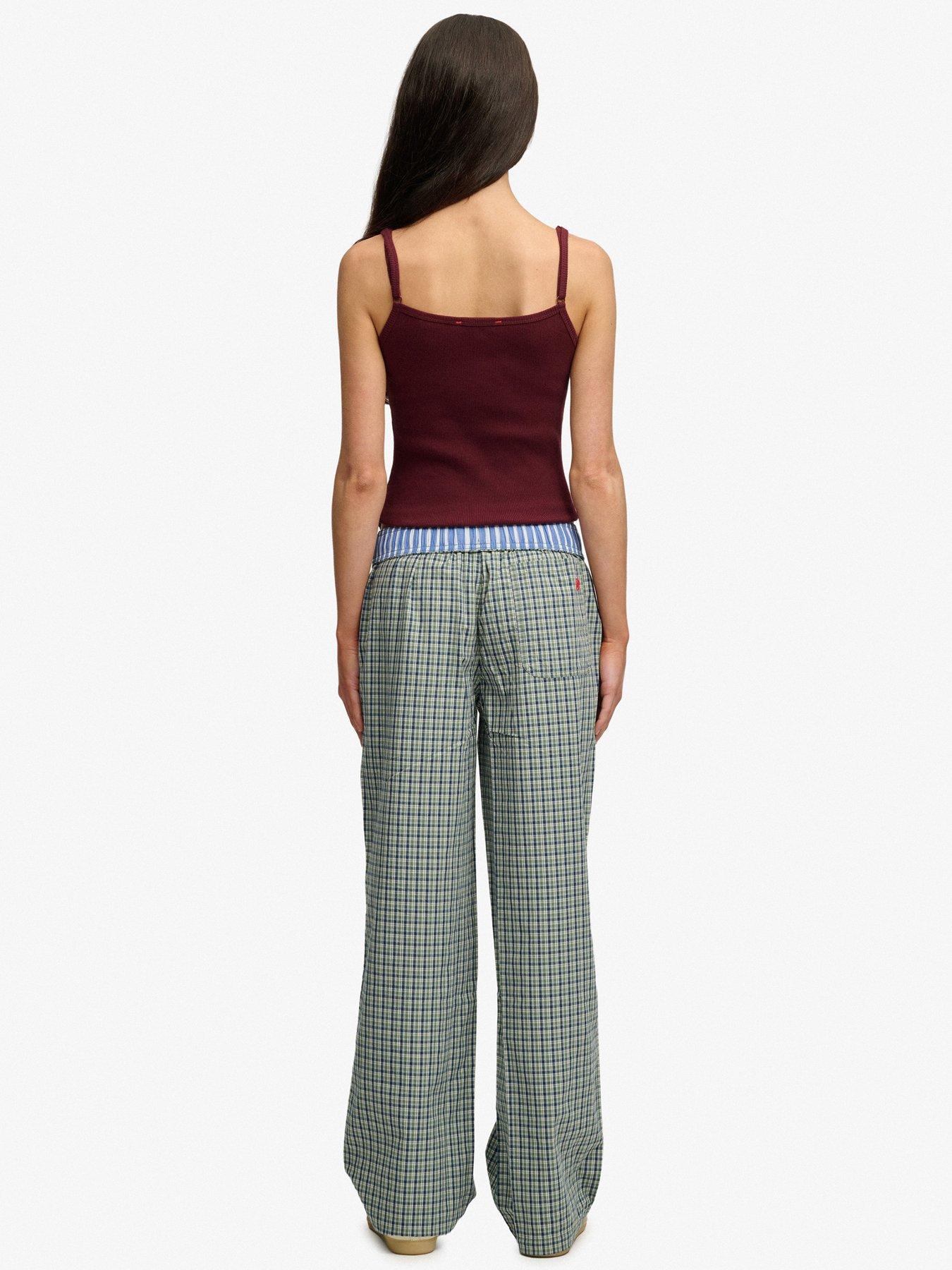 Image 4 of 7 of Superdry Mini Check Cotton Trousers - Montauk Green Check