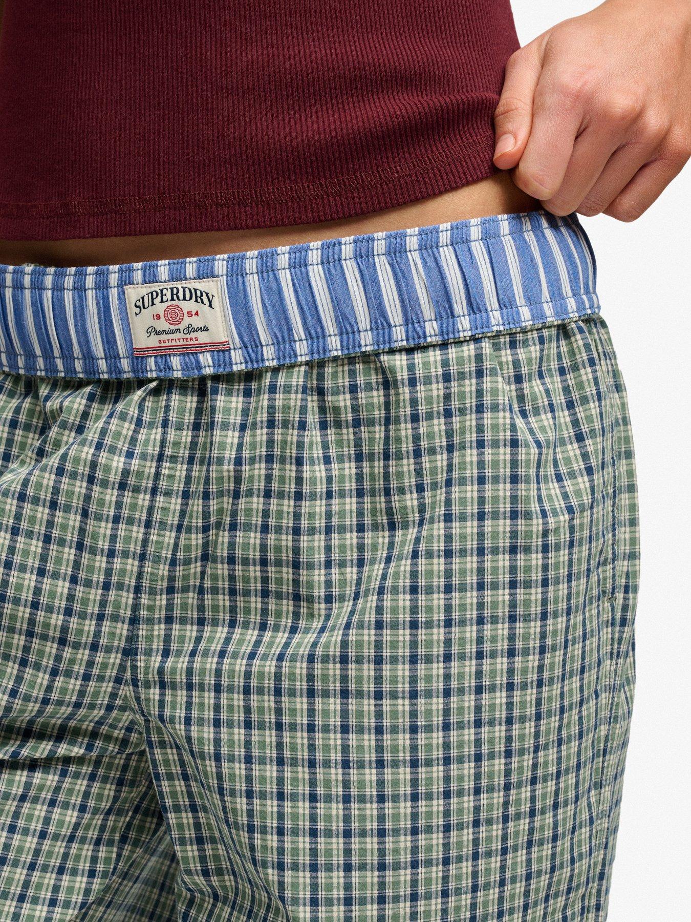 Image 6 of 7 of Superdry Mini Check Cotton Trousers - Montauk Green Check