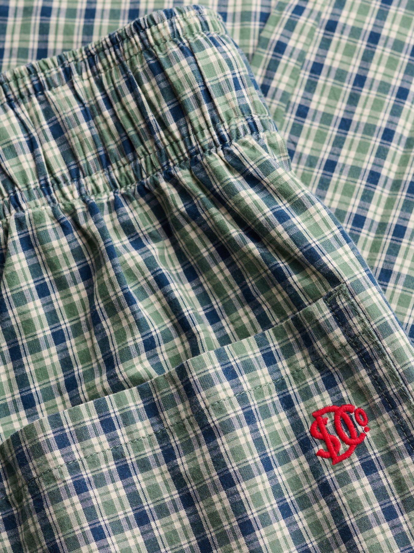 Image 7 of 7 of Superdry Mini Check Cotton Trousers - Montauk Green Check