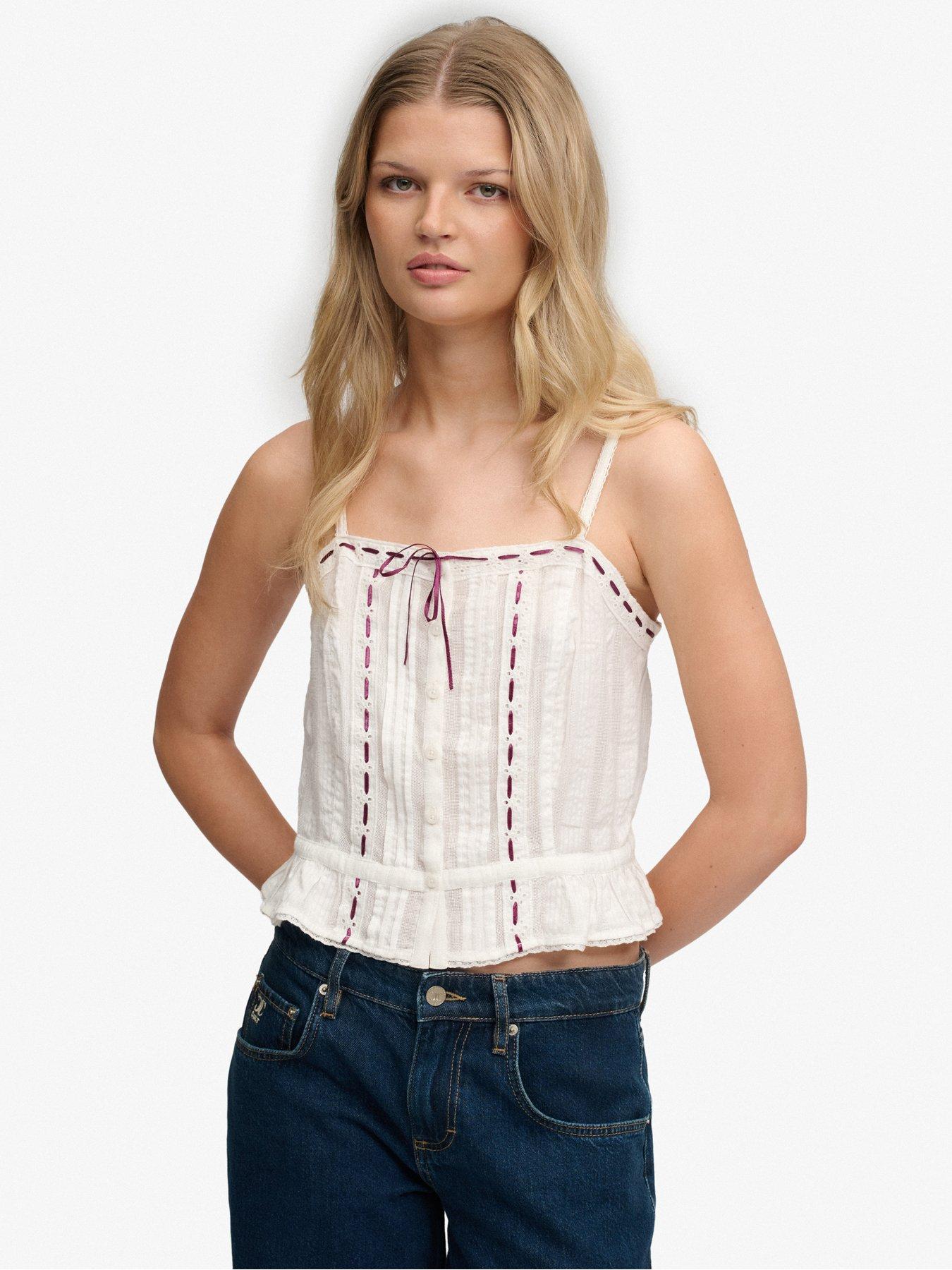 Superdry Lace Cami Top - White
