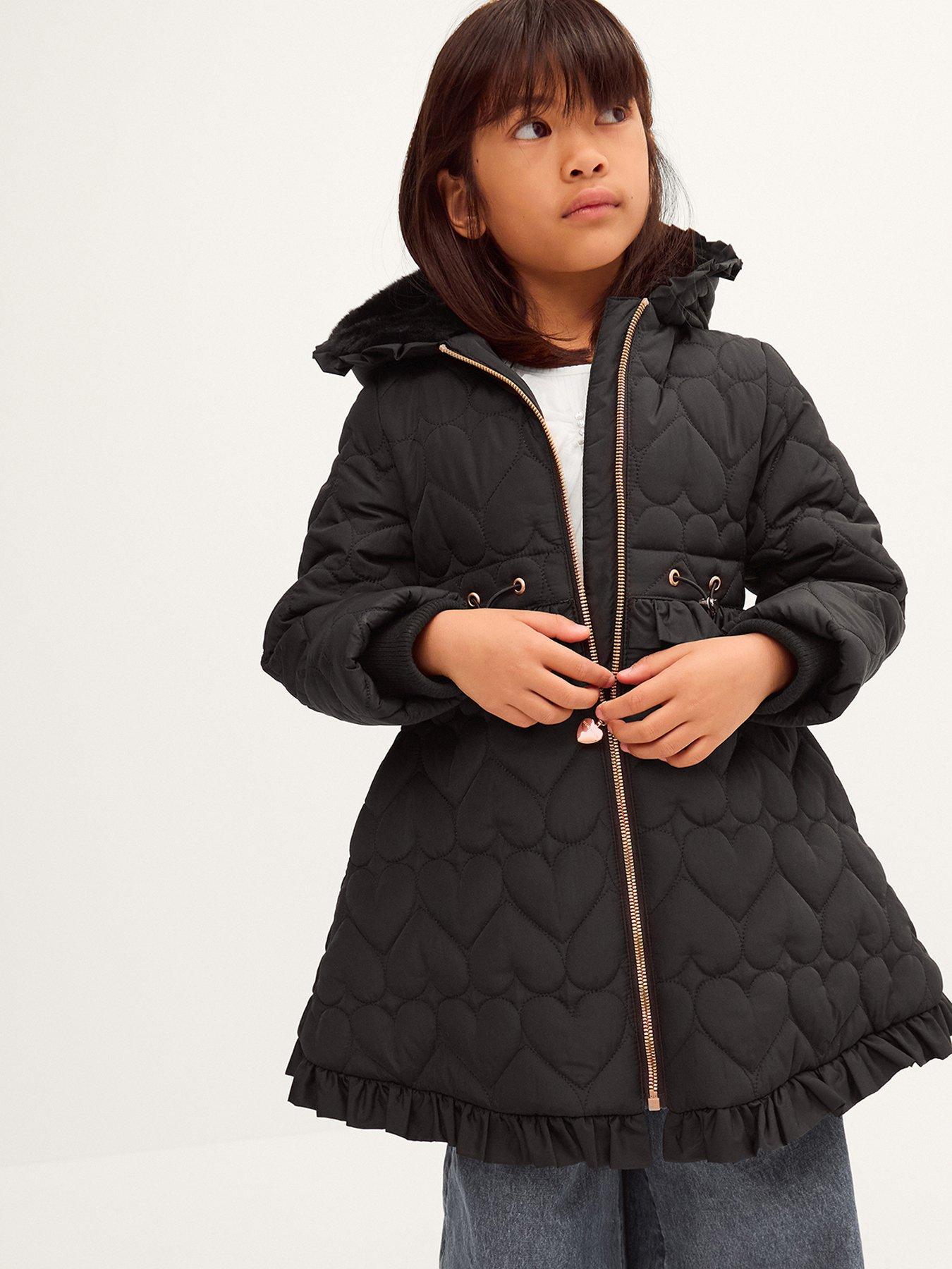 Monsoon Girls Padded Harriett Heart Coat - Black