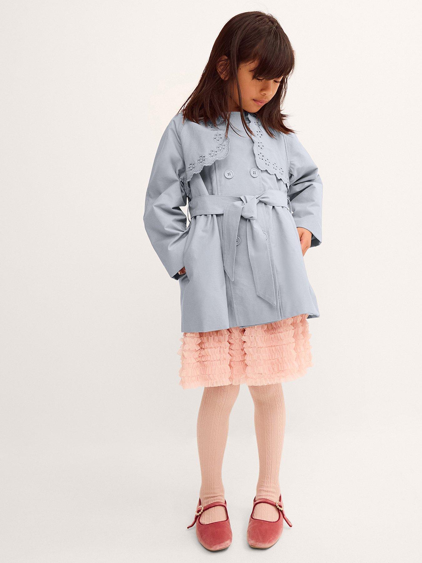 Monsoon Girls Broderie Embroidered Belted Jacket  - Blue