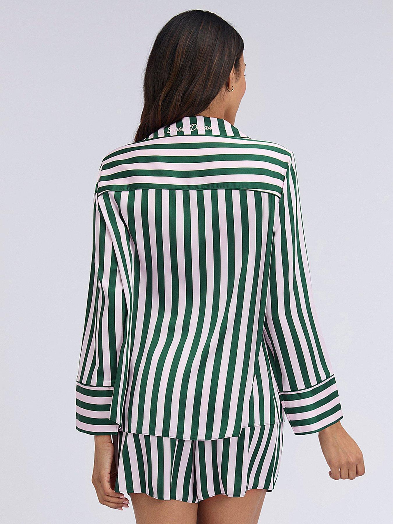 Image 2 of 7 of Boux Avenue Stripe Oversized Short Pj Set - Deep Green