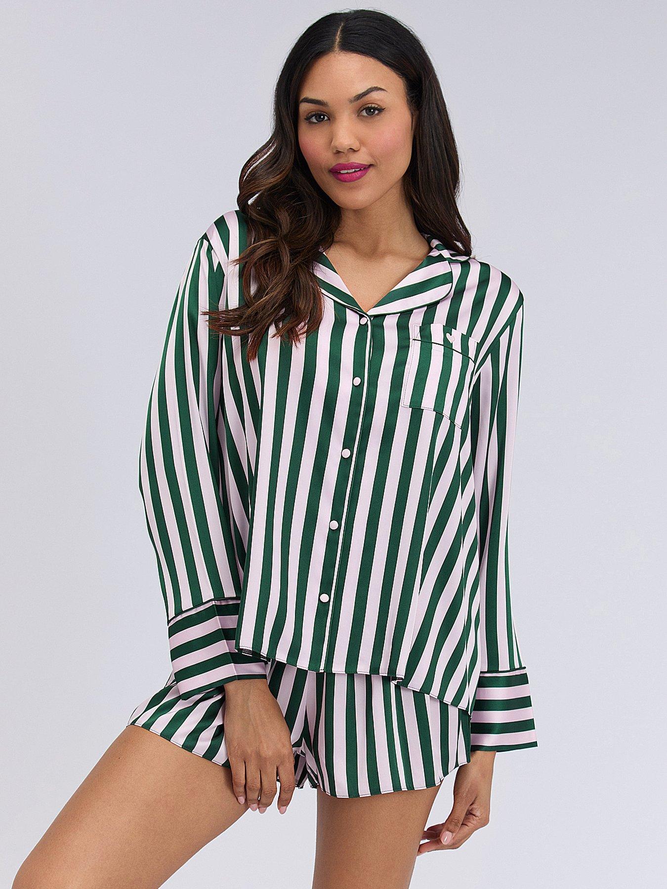 Image 3 of 7 of Boux Avenue Stripe Oversized Short Pj Set - Deep Green