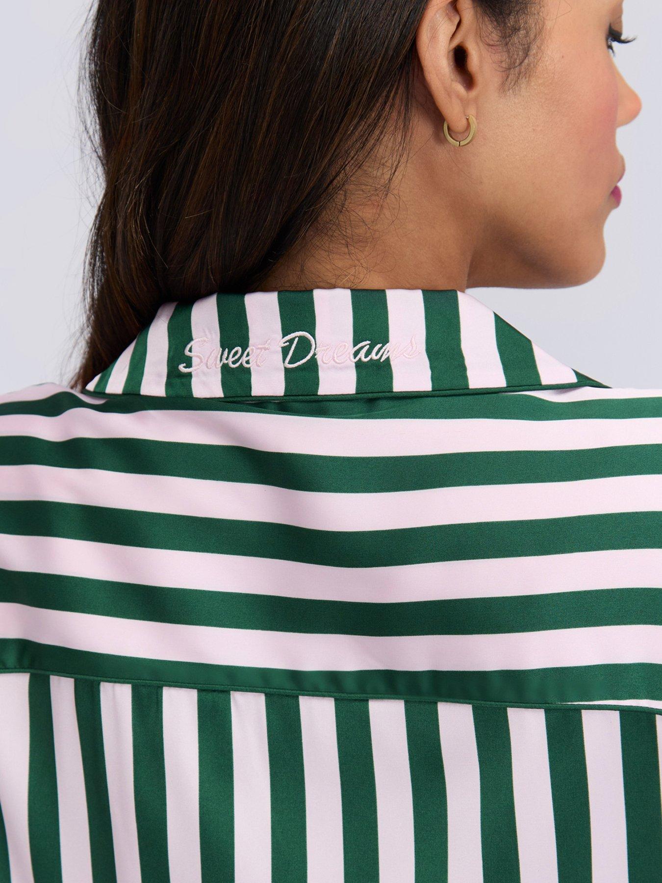 Image 5 of 7 of Boux Avenue Stripe Oversized Short Pj Set - Deep Green