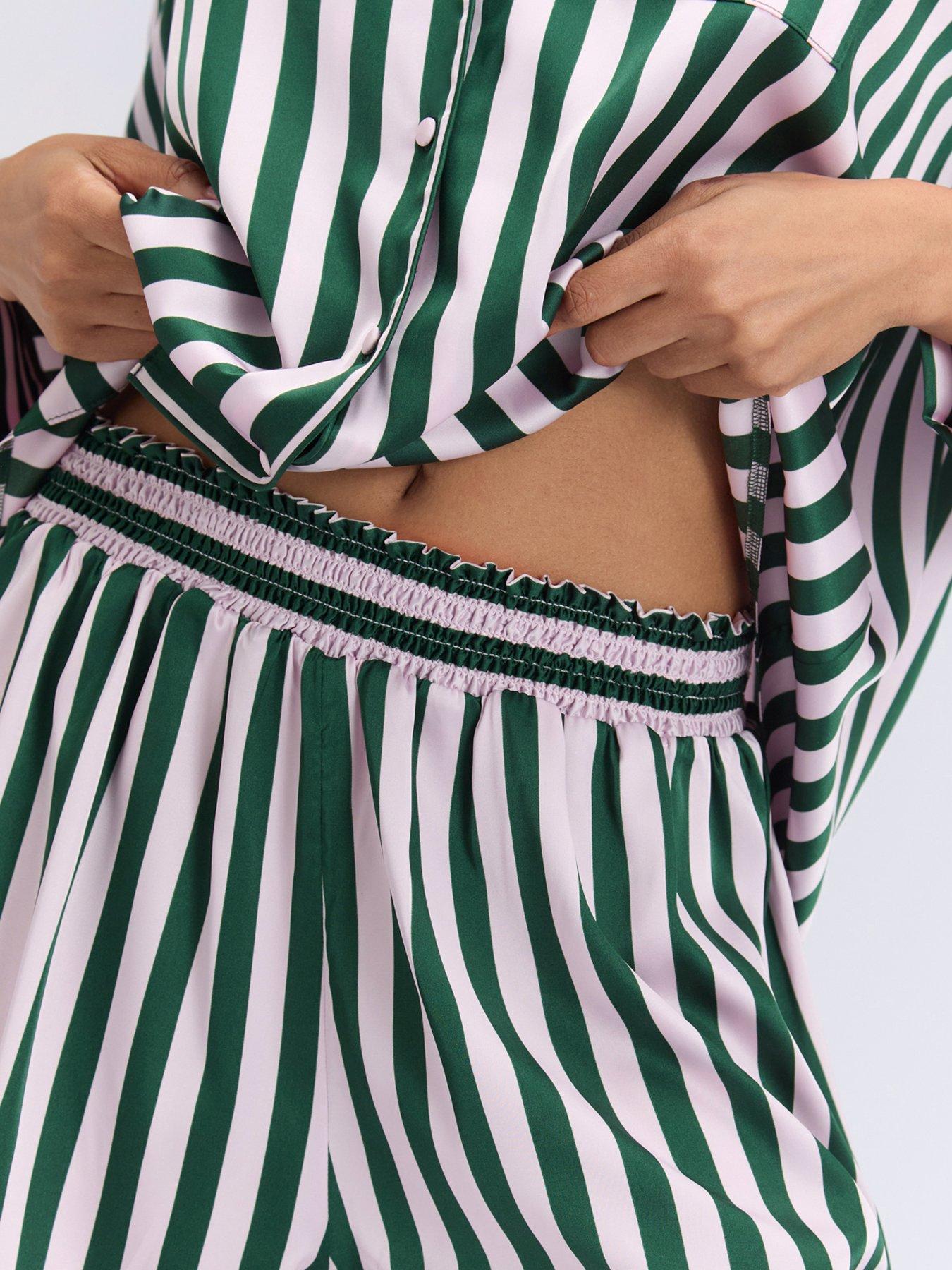 Image 6 of 7 of Boux Avenue Stripe Oversized Short Pj Set - Deep Green