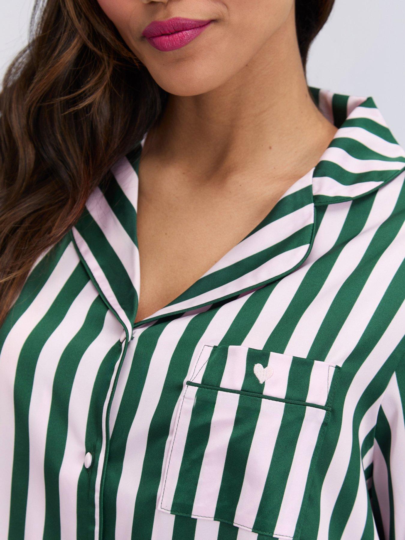 Image 7 of 7 of Boux Avenue Stripe Oversized Short Pj Set - Deep Green