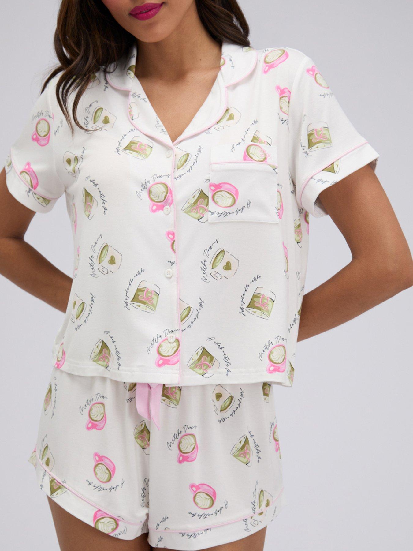 Image 6 of 7 of Boux Avenue Matcha Modal Short Pj Set - Ivory Mix