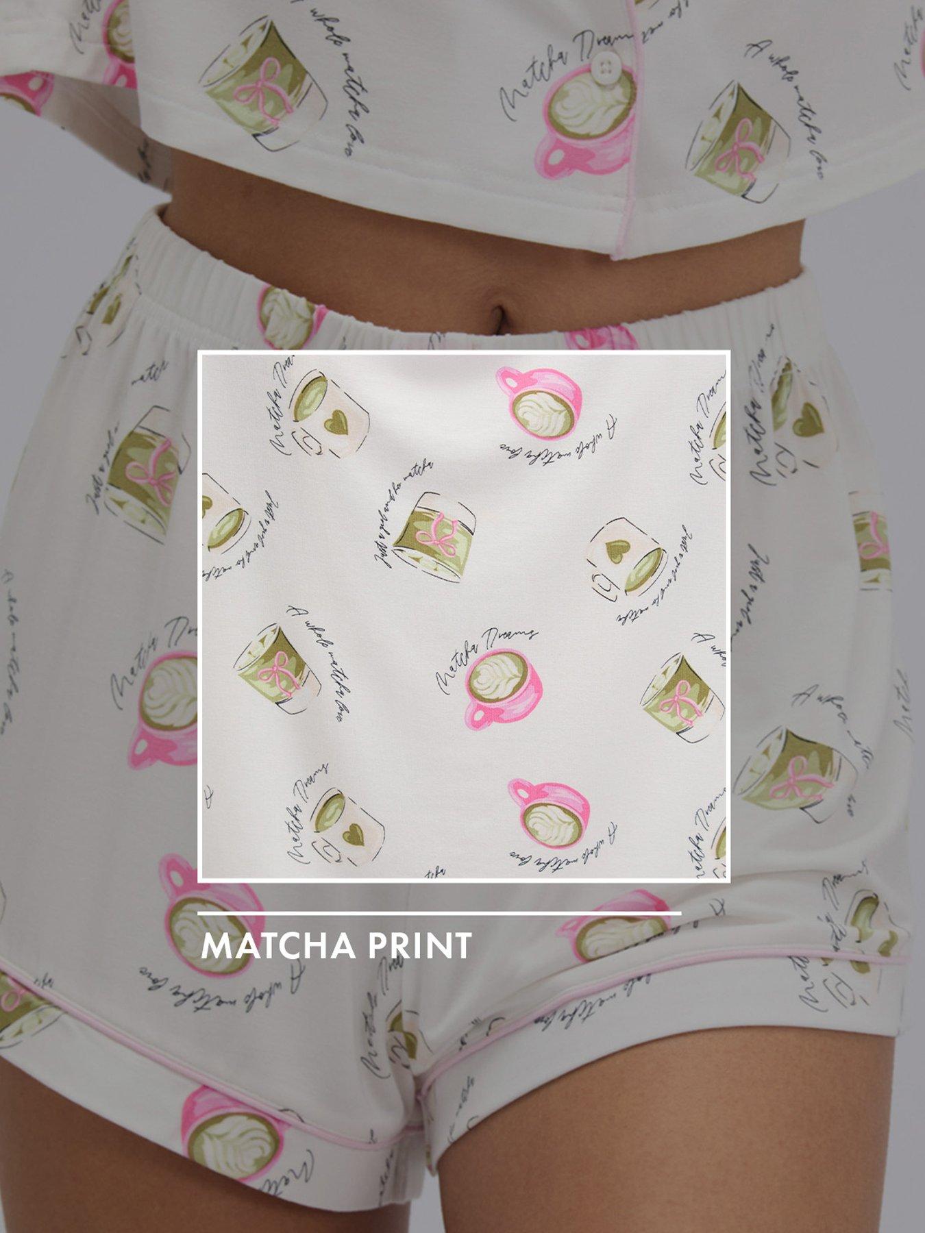 Image 7 of 7 of Boux Avenue Matcha Modal Short Pj Set - Ivory Mix