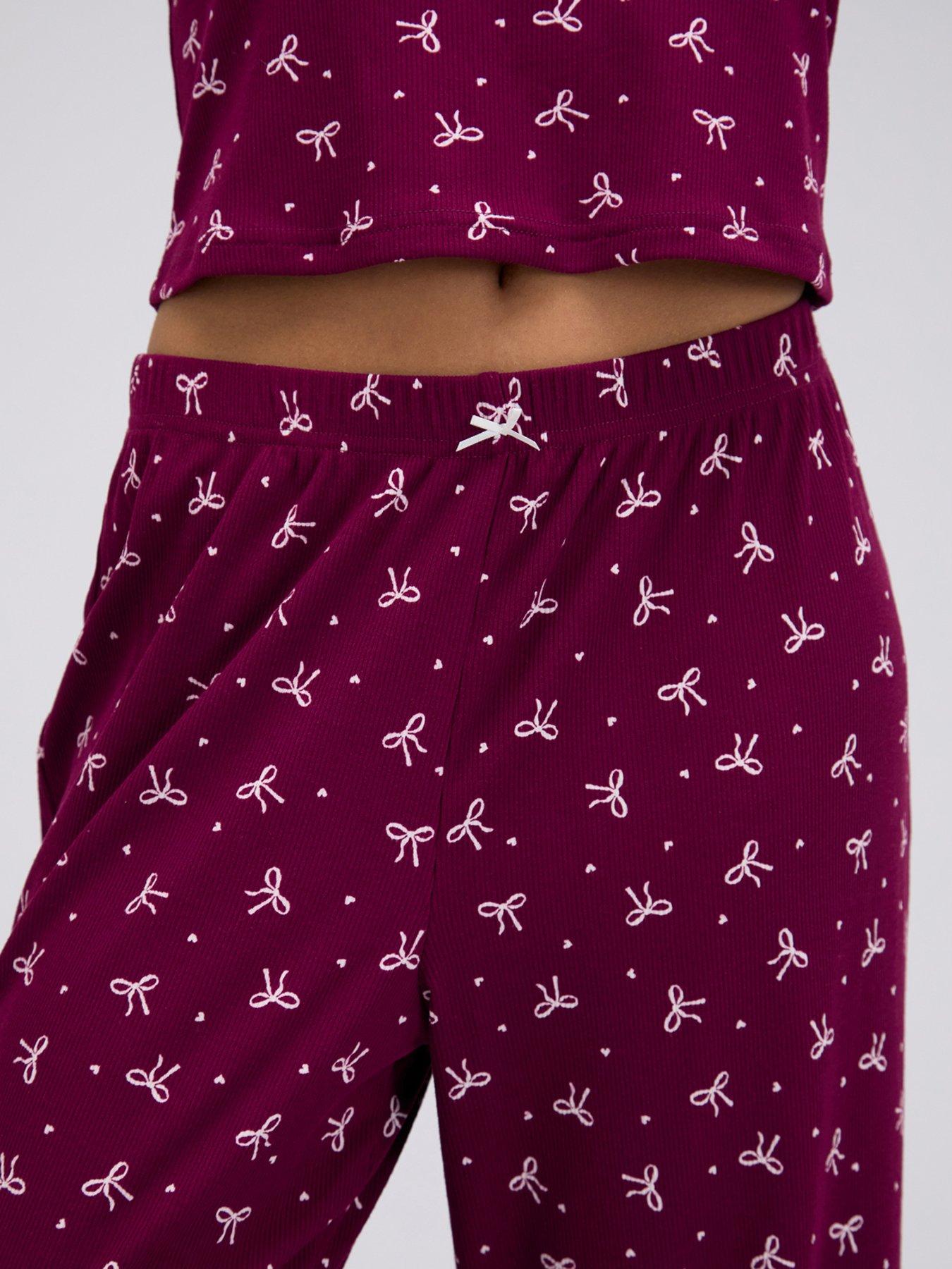 Image 5 of 7 of Boux Avenue Bow Rib Cami Pyjama Set - Plum