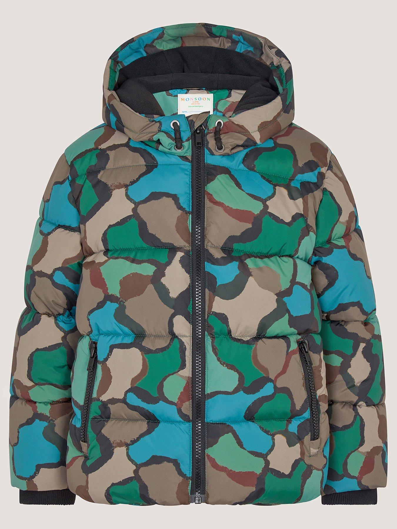 Monsoon Boys' Camouflage Print Puffer Coat - Multi