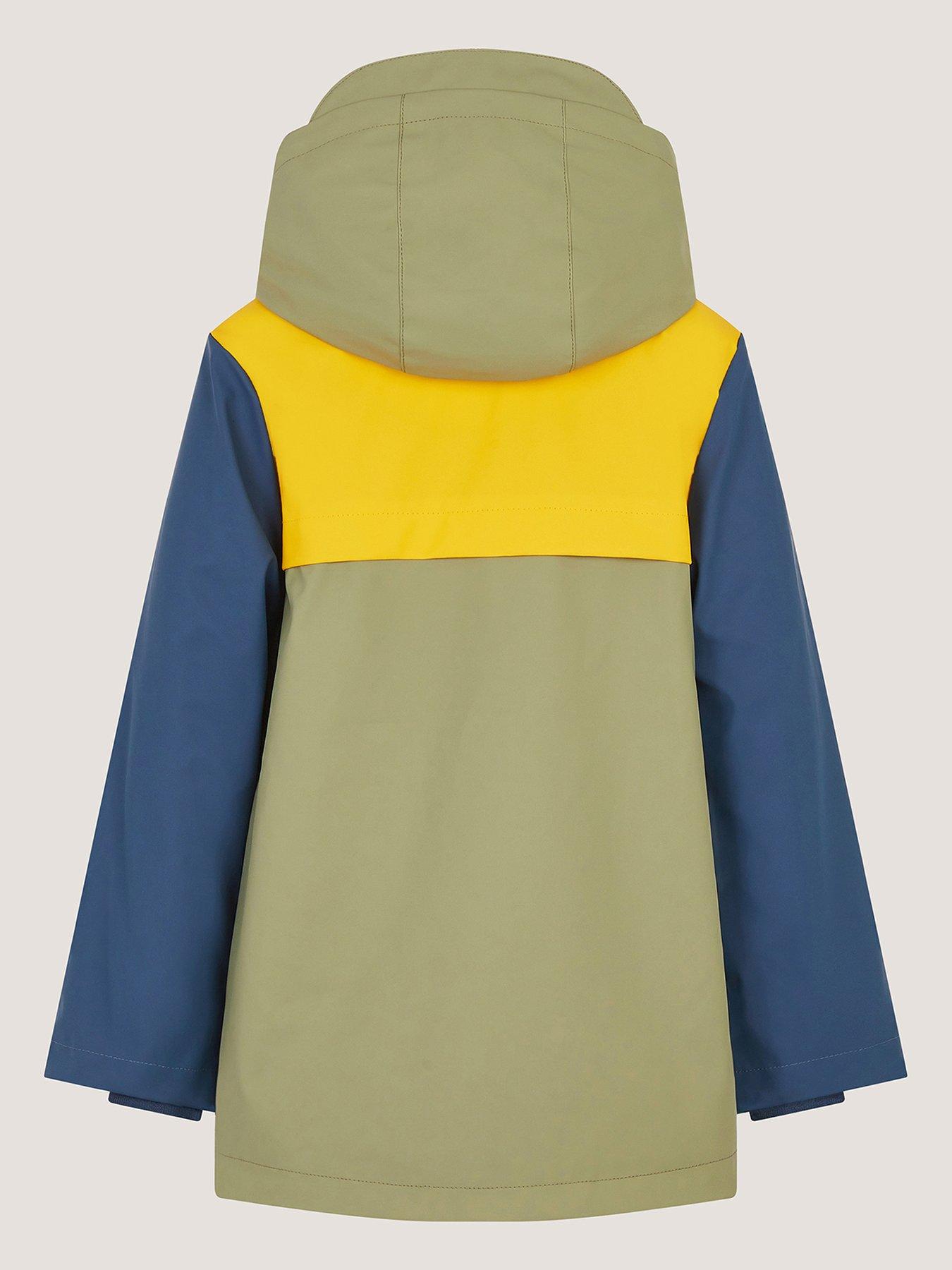 Image 2 of 3 of Monsoon Boys' Water-Resistant Colour Block Rain Jacket with Hood - Multi