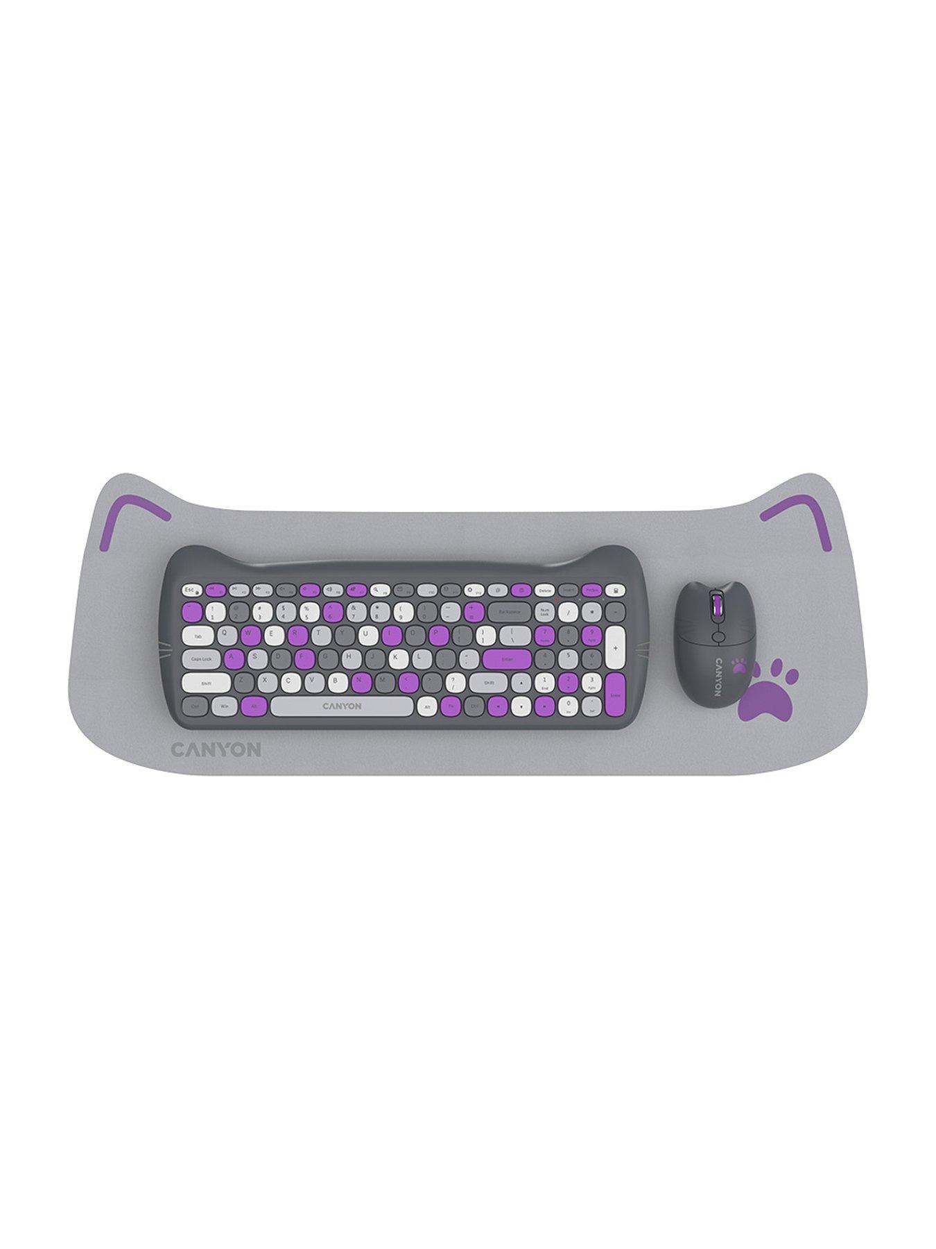 Image 2 of 3 of Canyon HSET-W6 Keyboard+Mouse Kitty Edition AAA+?? Wireless Violet