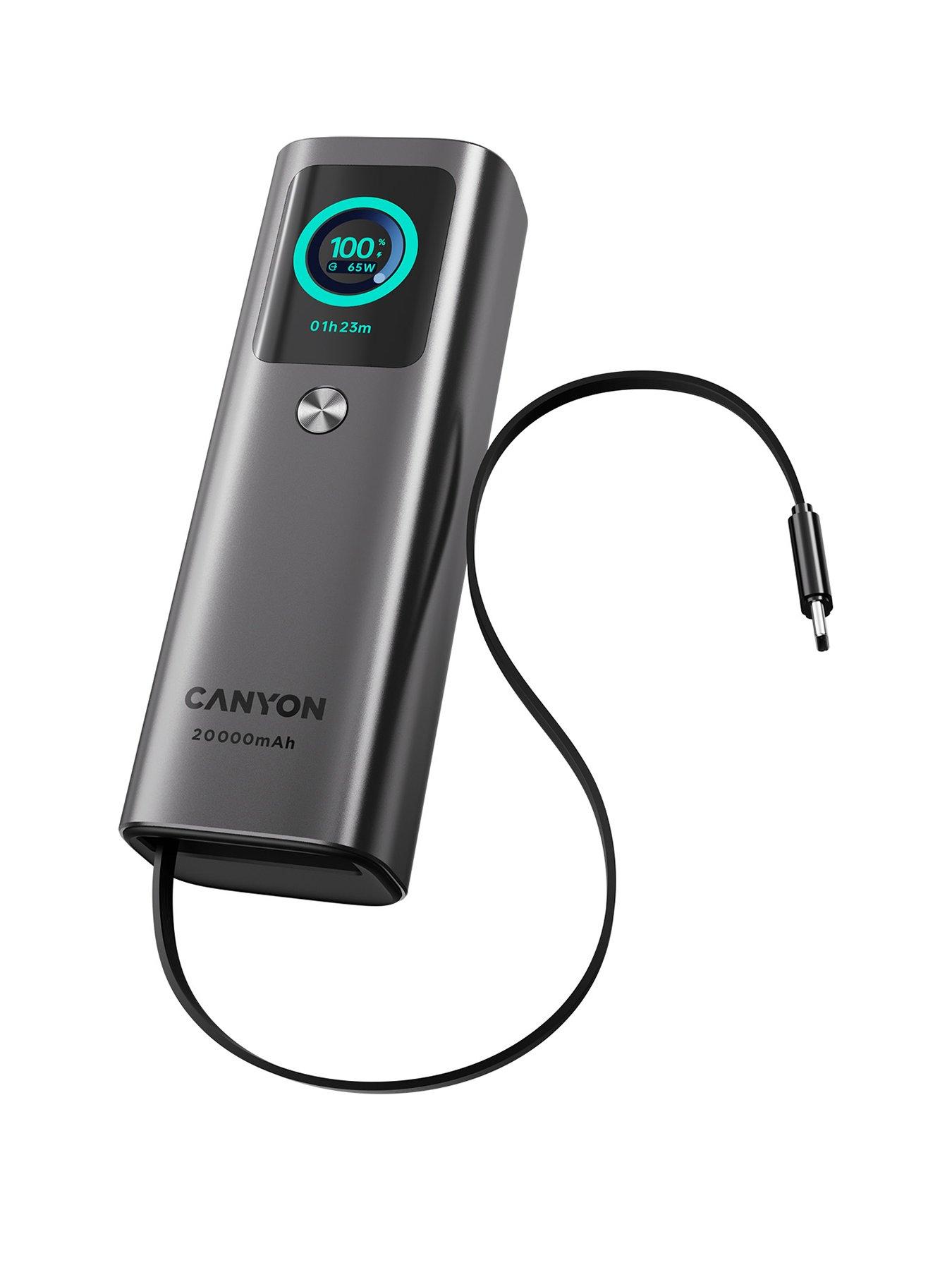 Canyon 165W built-in cable power bank OnPower 265 20000mah Dark Grey