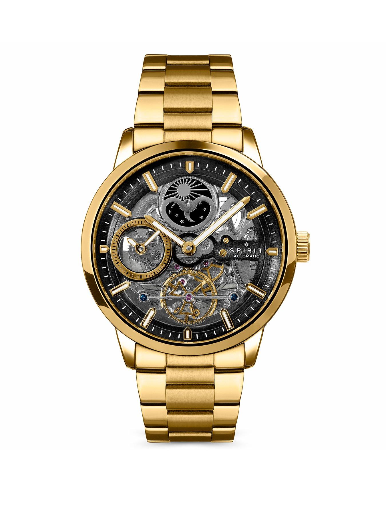 Spirit Spirit Gents Gold Plated Sun Moon Automatic Bracelet Watch