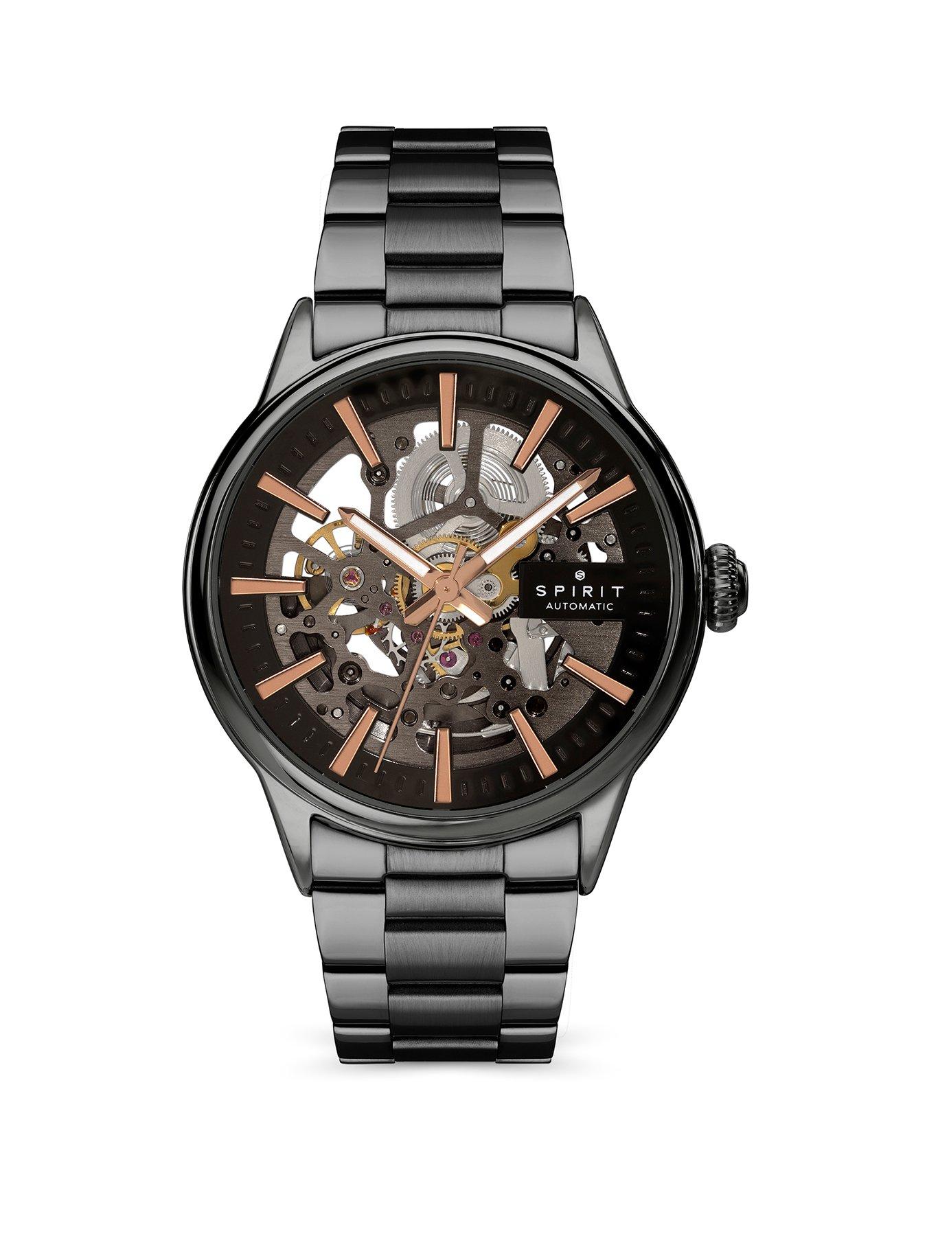 Spirit Spirit Gents Skeleton Automatic Black Plated Bracelet Watch