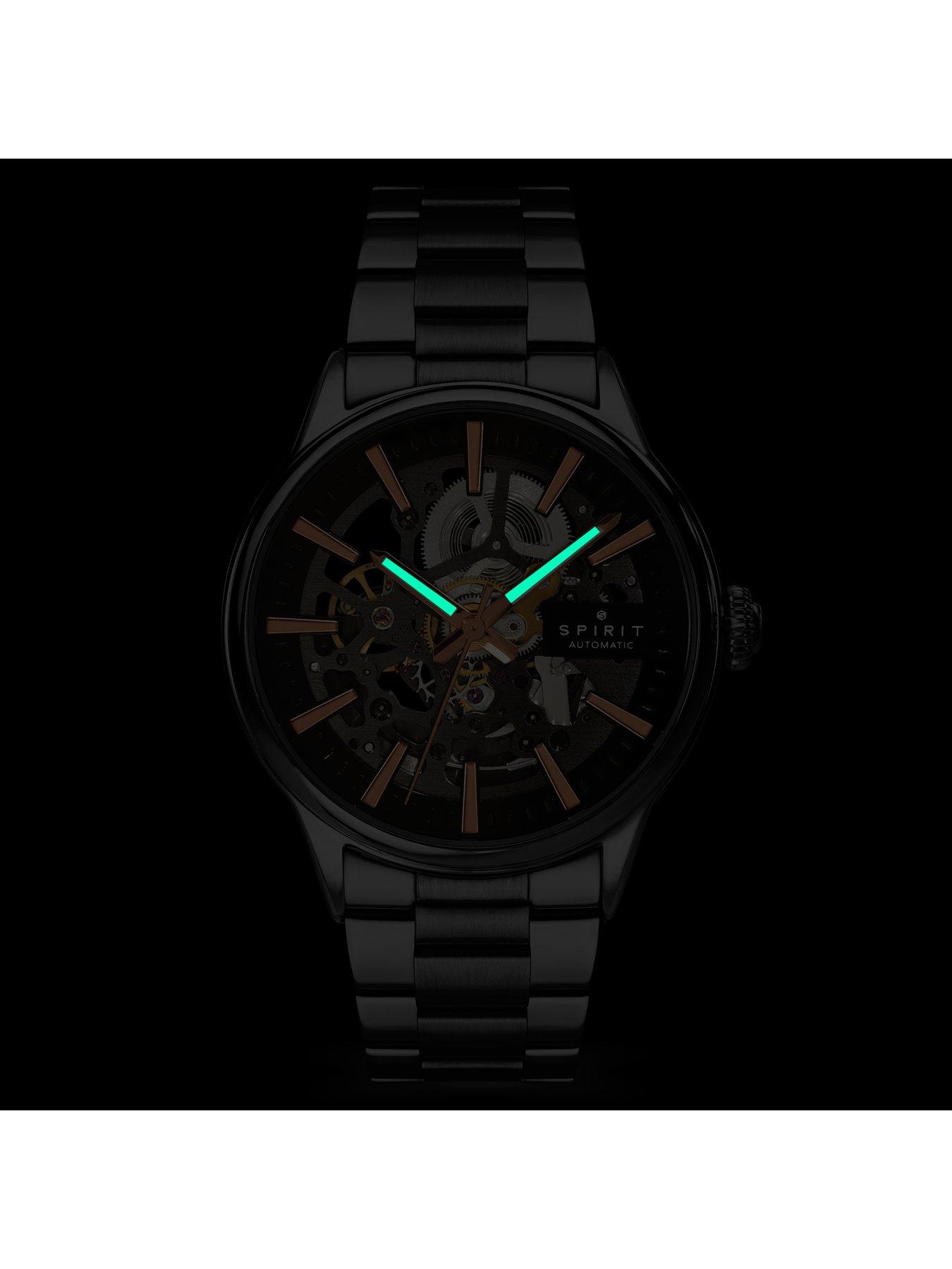 Image 5 of 7 of Spirit Gents Skeleton Automatic Black Plated Bracelet Watch