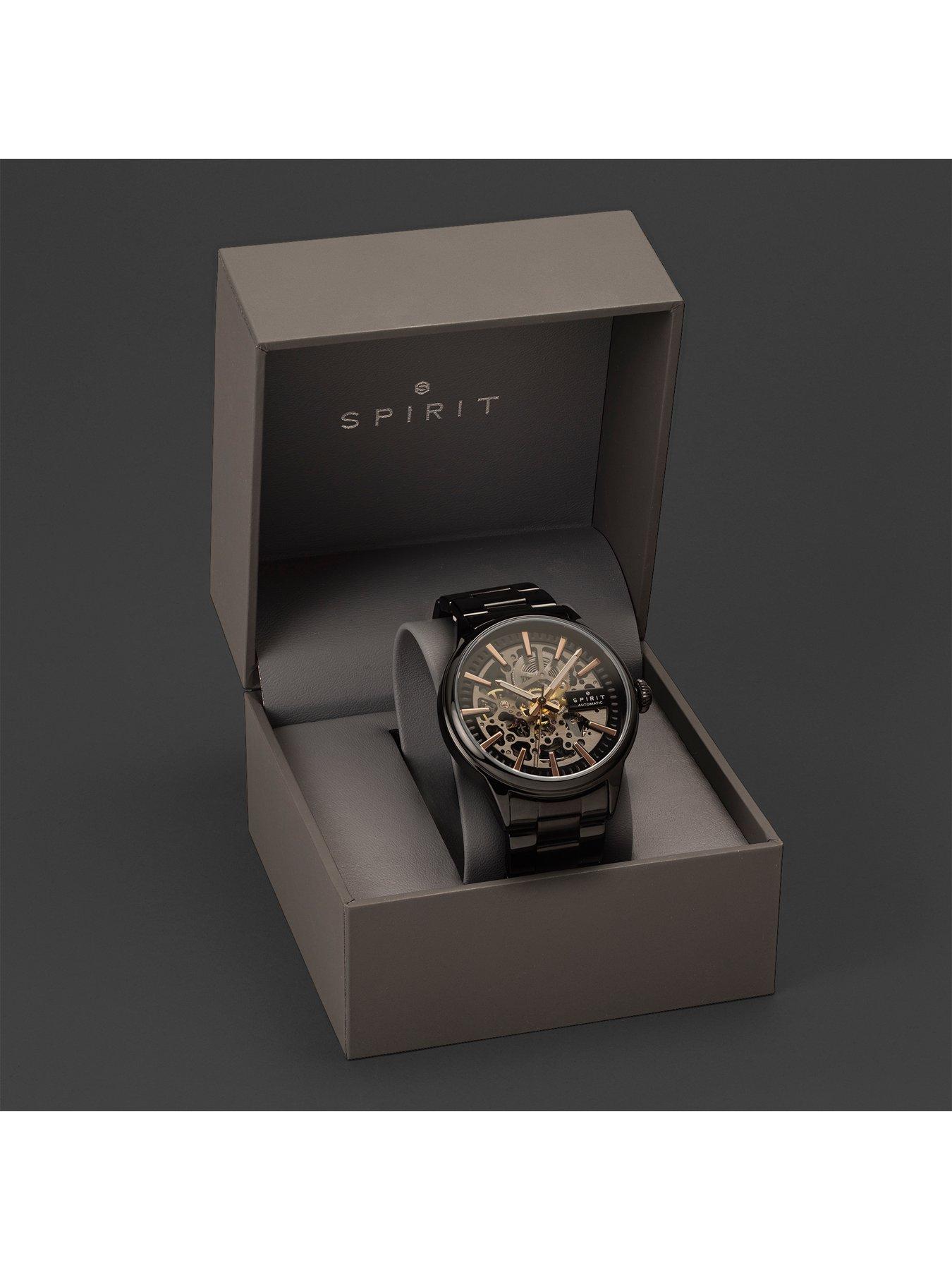 Image 6 of 7 of Spirit Gents Skeleton Automatic Black Plated Bracelet Watch