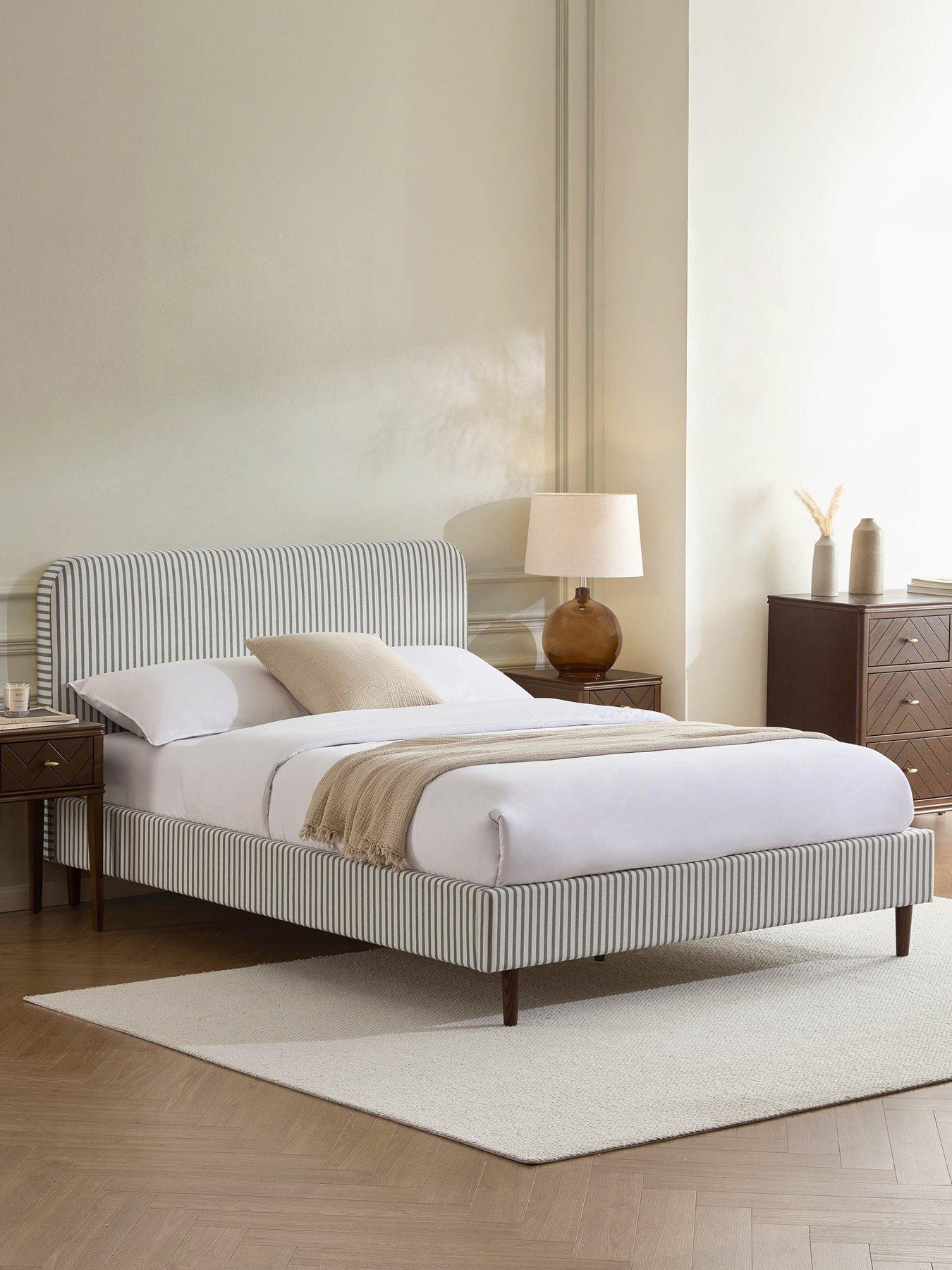 Dusk Ascot Double Bed Frame - Sage Stripe