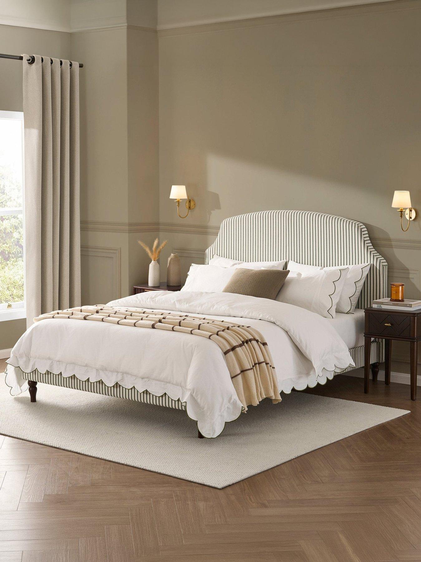 Image 1 of 7 of Dusk Surrey King Bed Frame - Sage Stripe