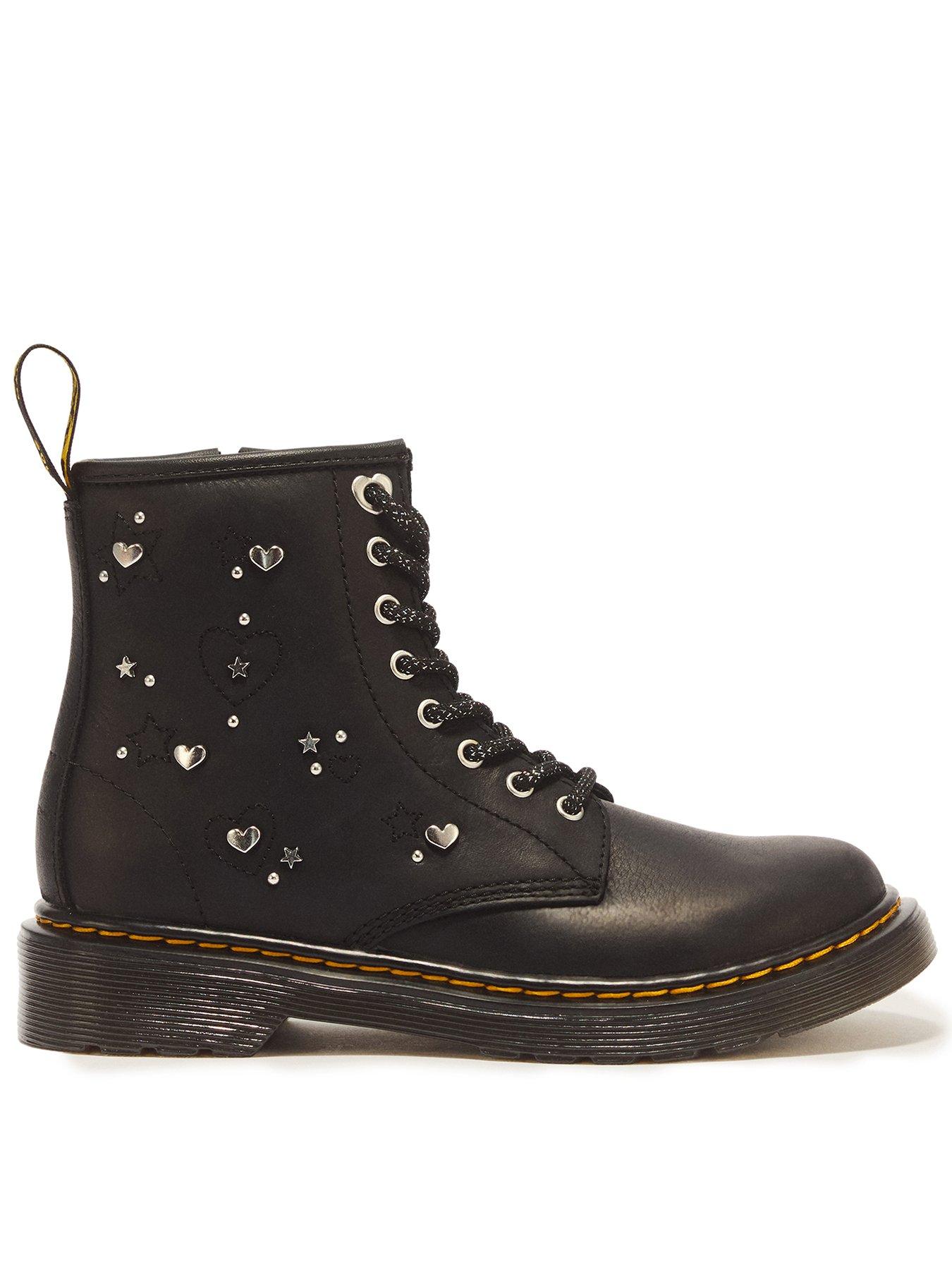 Dr Martens Junior 1460 Heart  &  Star Lace Boot - Black