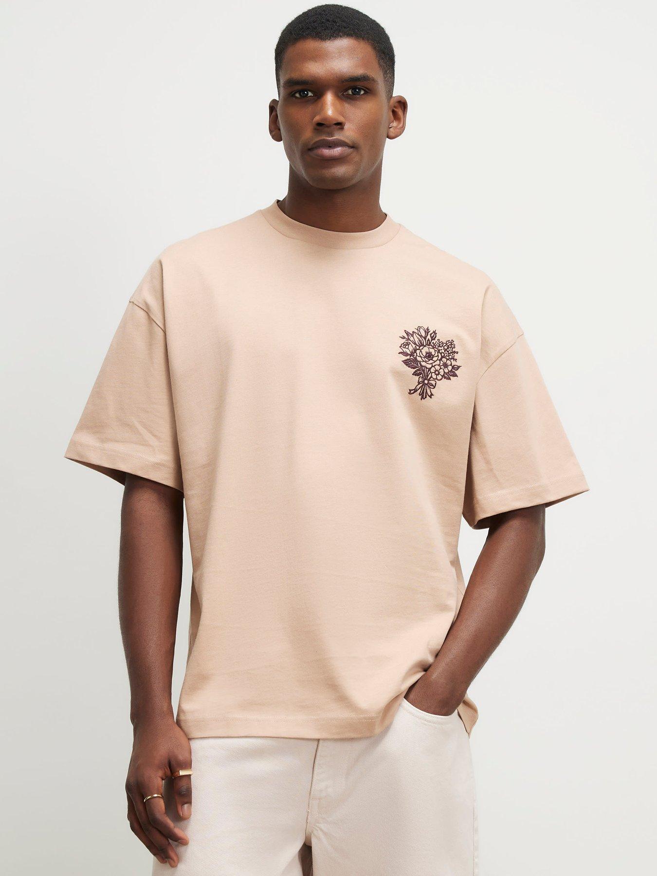 Image 2 of 6 of River Island Cotton Flower Bouquet T-Shirt - Beige