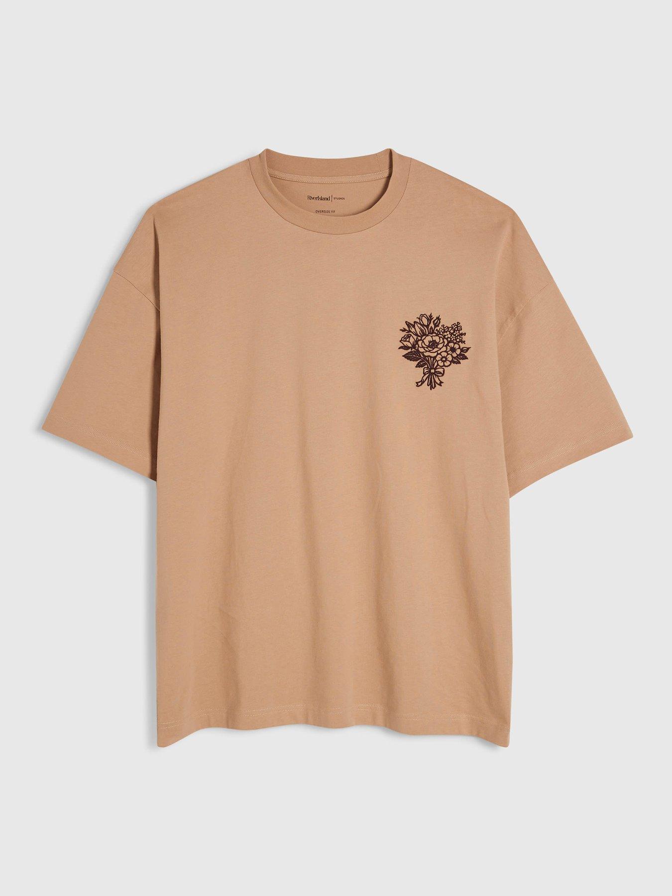 Image 5 of 6 of River Island Cotton Flower Bouquet T-Shirt - Beige