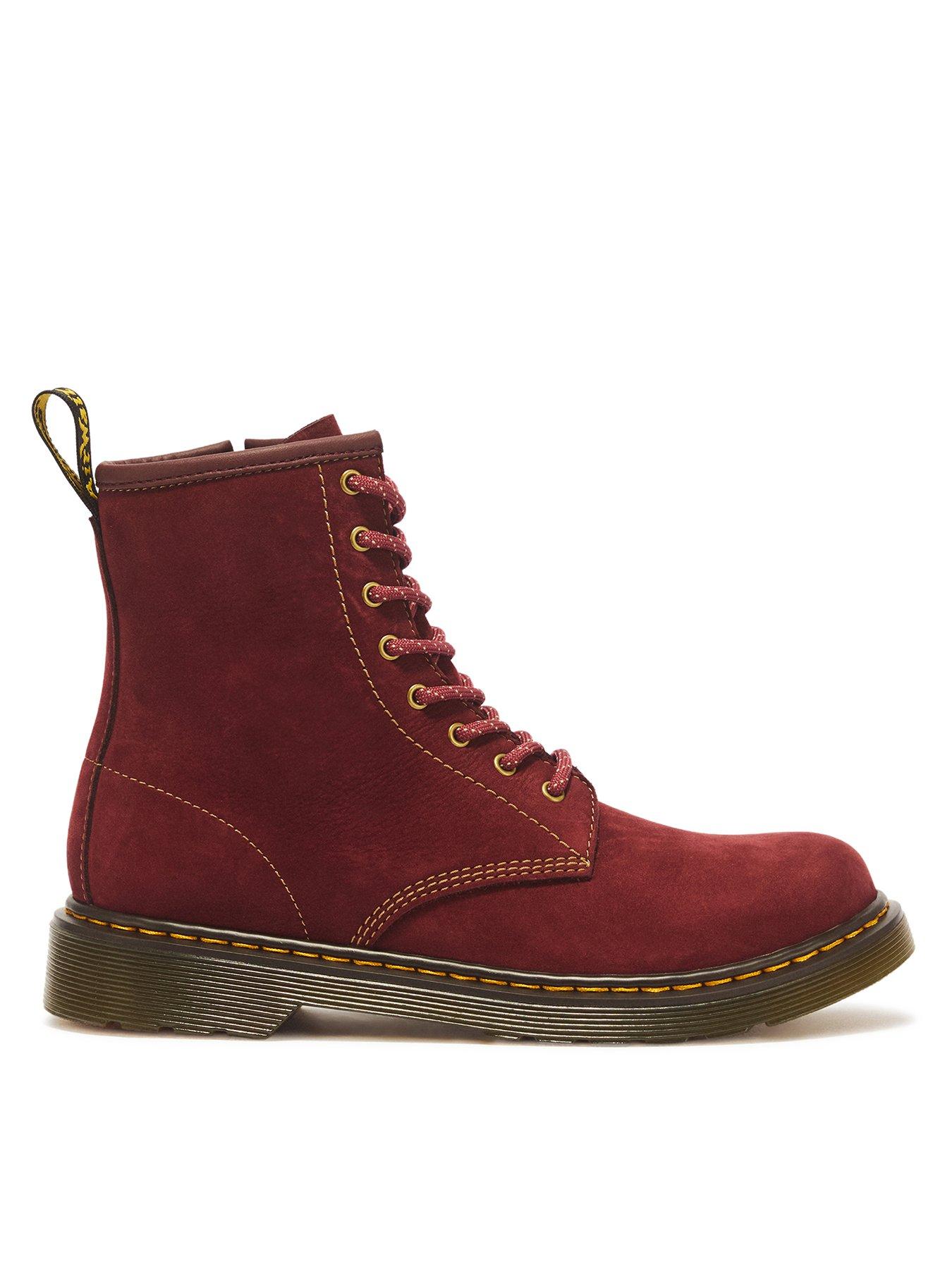 Dr Martens Youth 1460 8 Eye Nubuck Boot - Cherry Red