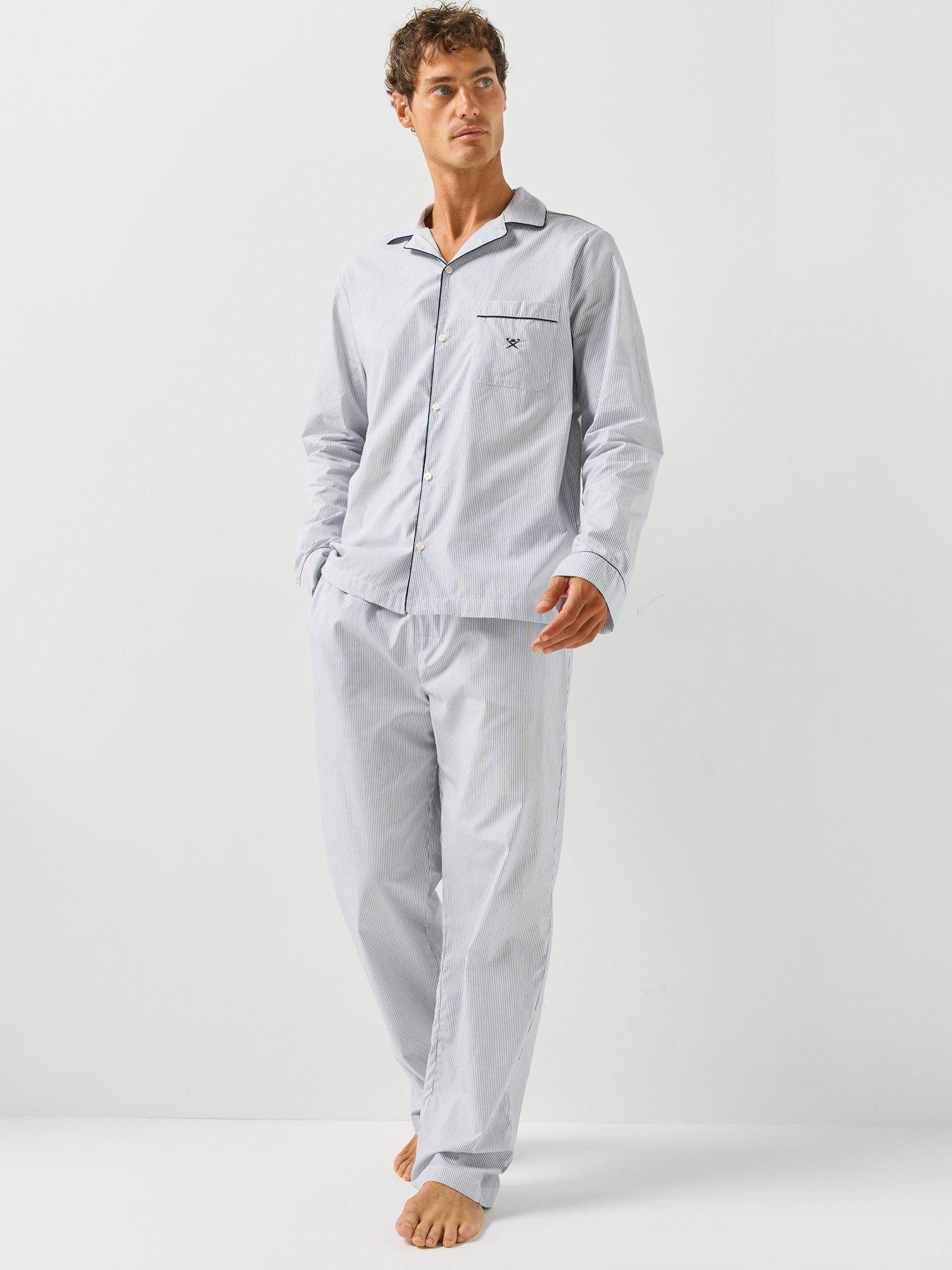 Image 1 of 5 of Hackett Striped Woven Pyjama Set - White