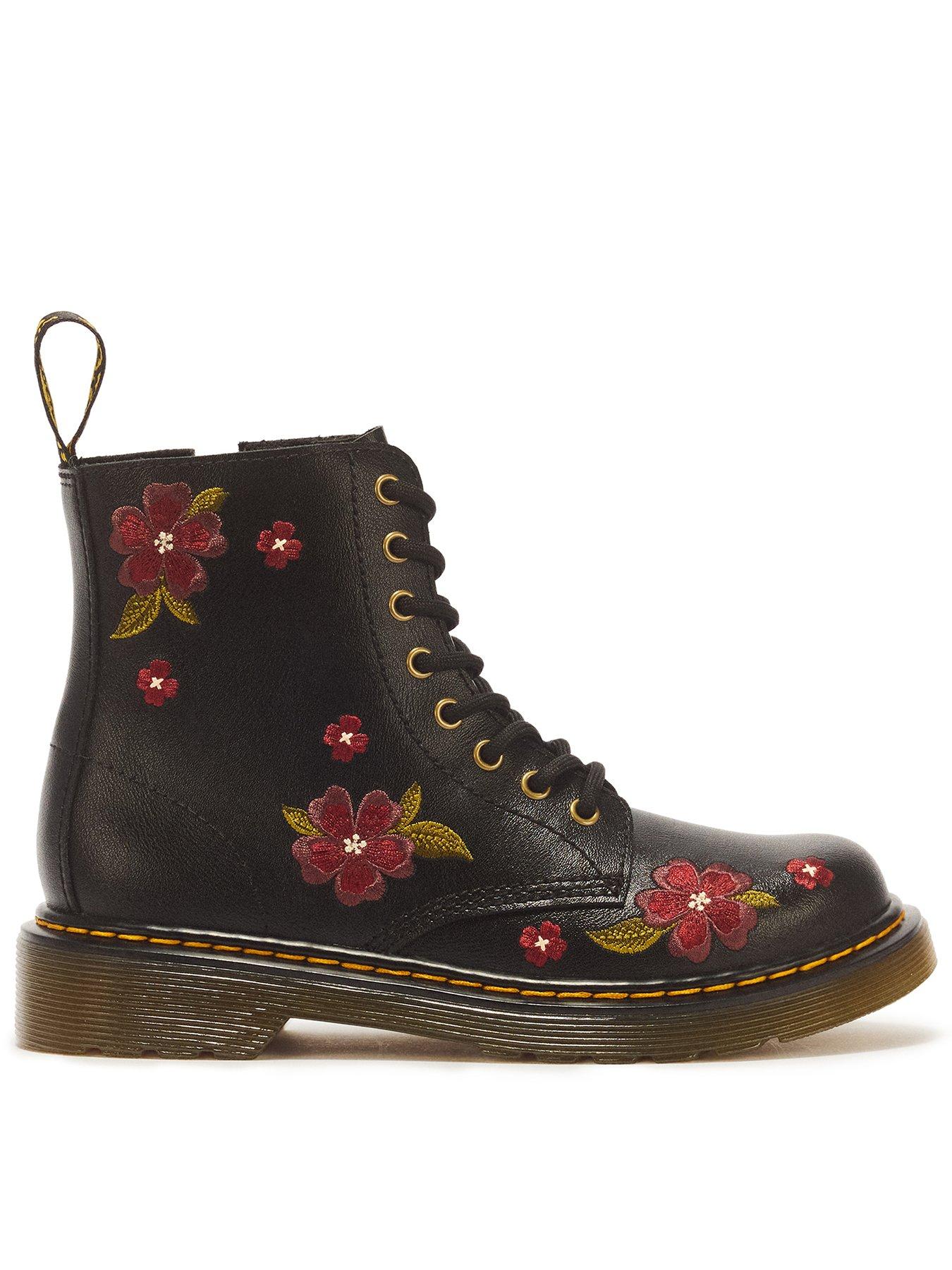 Dr Martens Junior 1460 Floral Lace Boot - Black