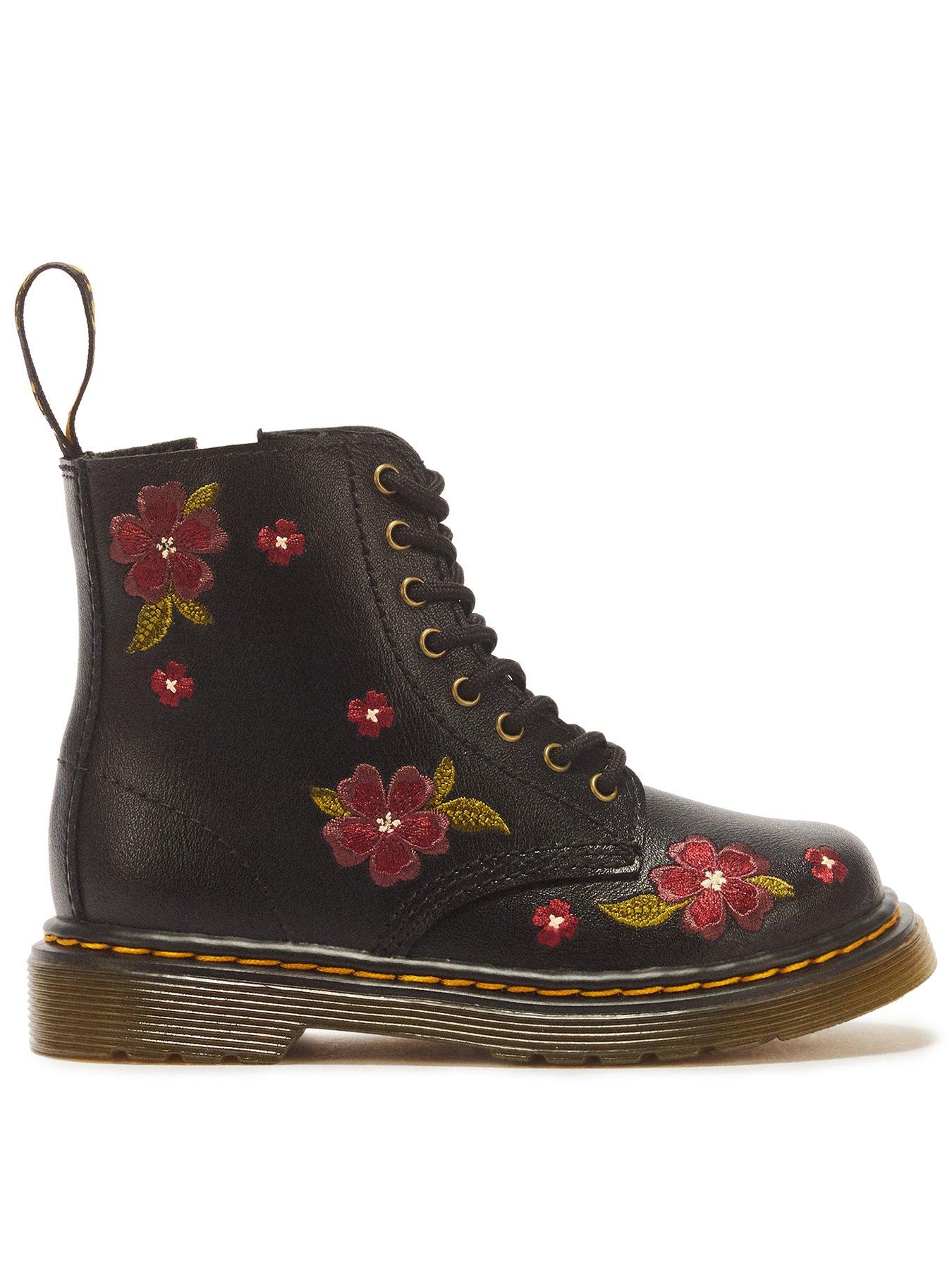 Dr Martens Toddler 1460 Floral Lace Boot - Black