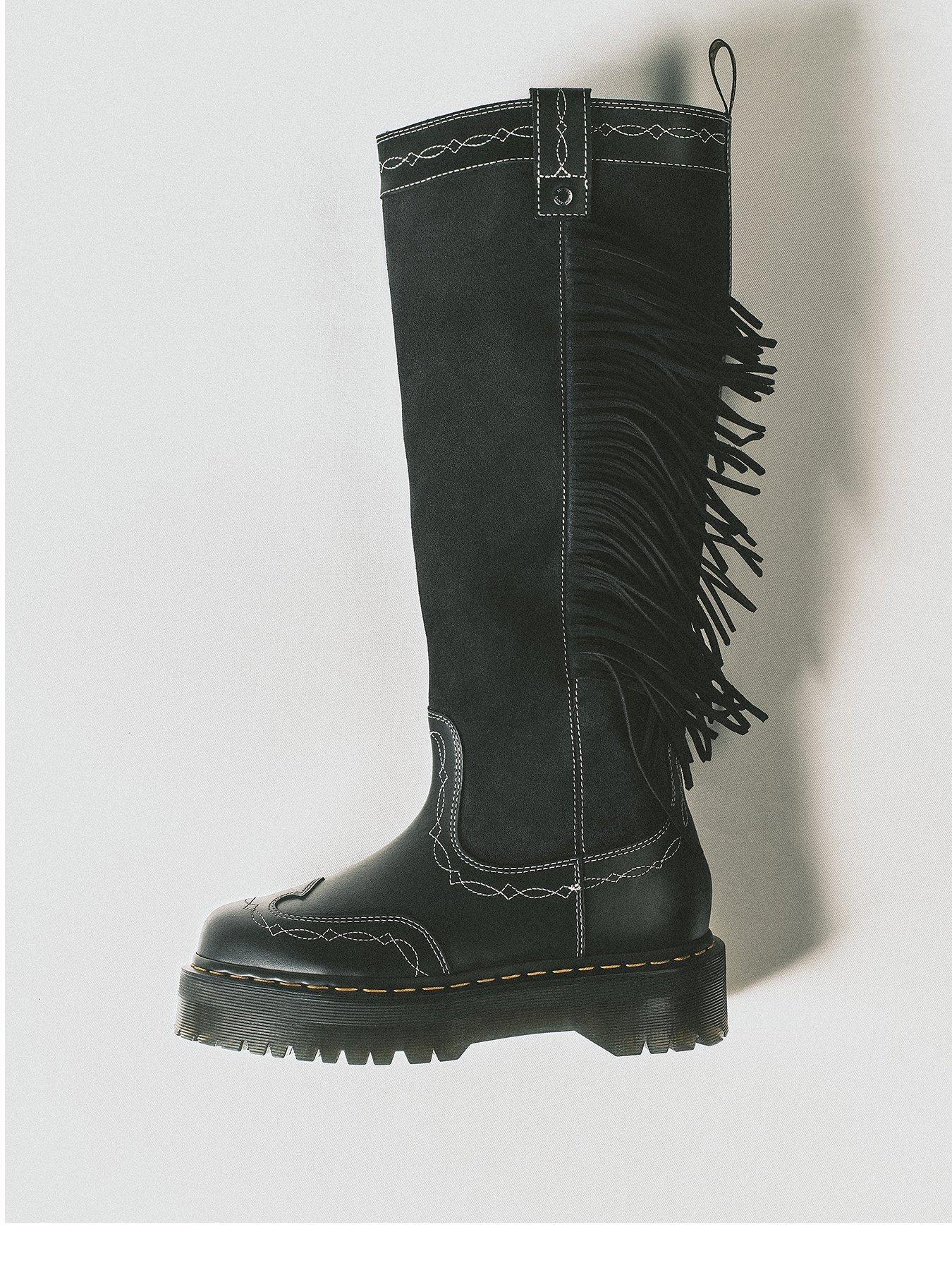 Dr Martens Fringe Hi Pull On Boot - Black